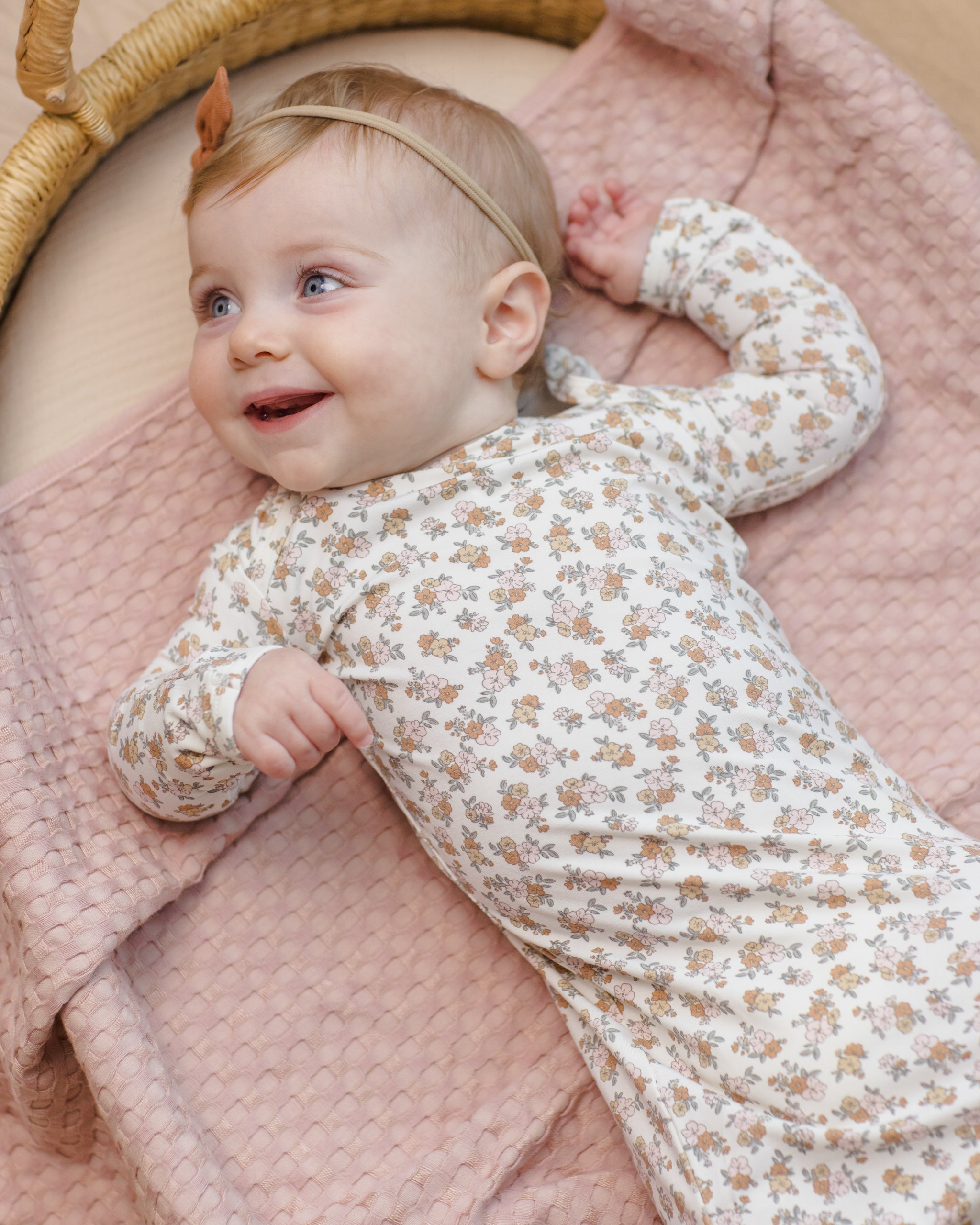 Bamboo Baby Gown + Hat Set Wildflower - Rylee + Cru | Kids Clothes | Trendy Baby Clothes | Modern Infant Outfits |
