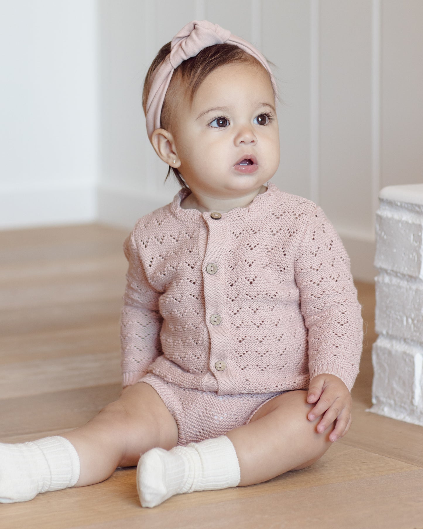 Scalloped Cardigan Blush - Rylee + Cru | Kids Clothes | Trendy Baby Clothes | Modern Infant Outfits |