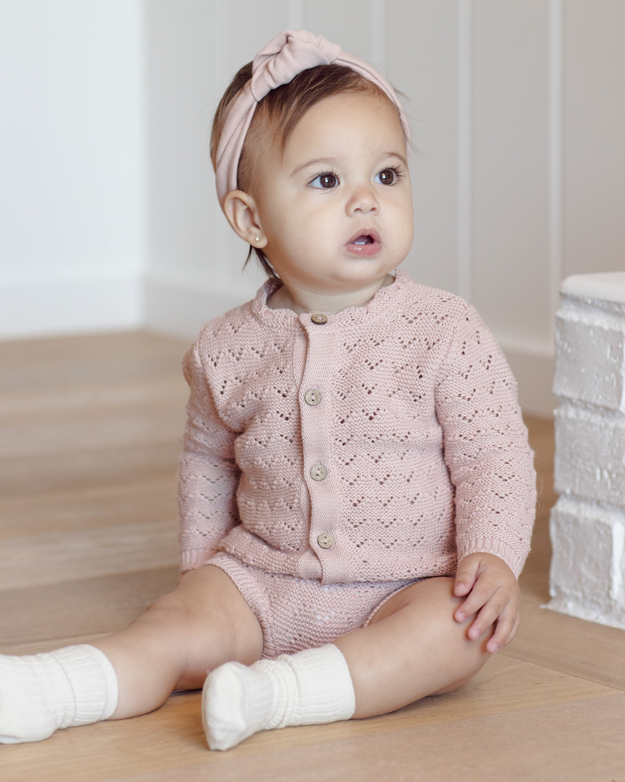 Scalloped Cardigan Blush - Rylee + Cru | Kids Clothes | Trendy Baby Clothes | Modern Infant Outfits |