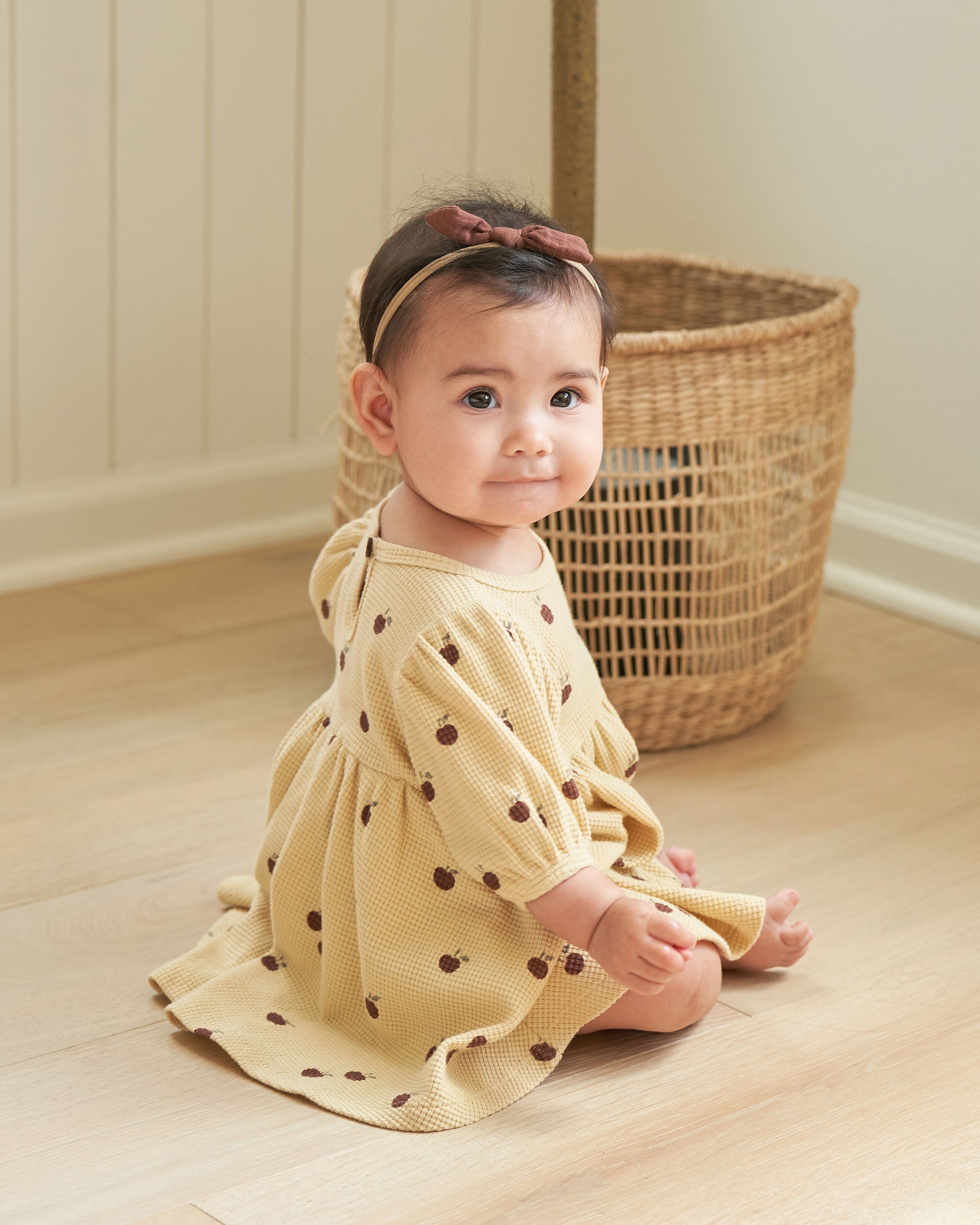 Waffle Babydoll Dress || Apples - Rylee + Cru | Kids Clothes | Trendy Baby Clothes | Modern Infant Outfits |