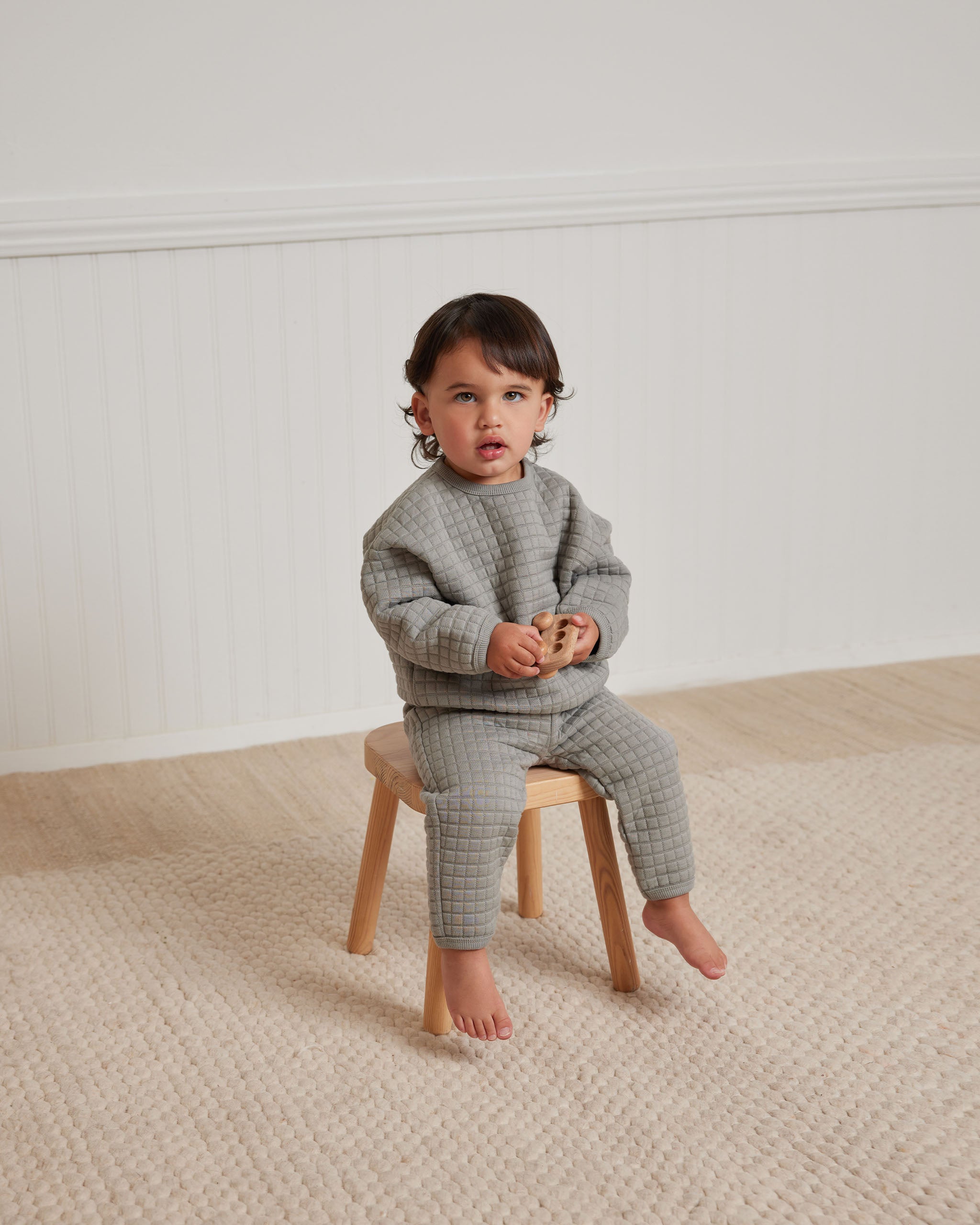 Quilted Sweater + Pant Set || Dusty Blue - Rylee + Cru | Kids Clothes | Trendy Baby Clothes | Modern Infant Outfits |