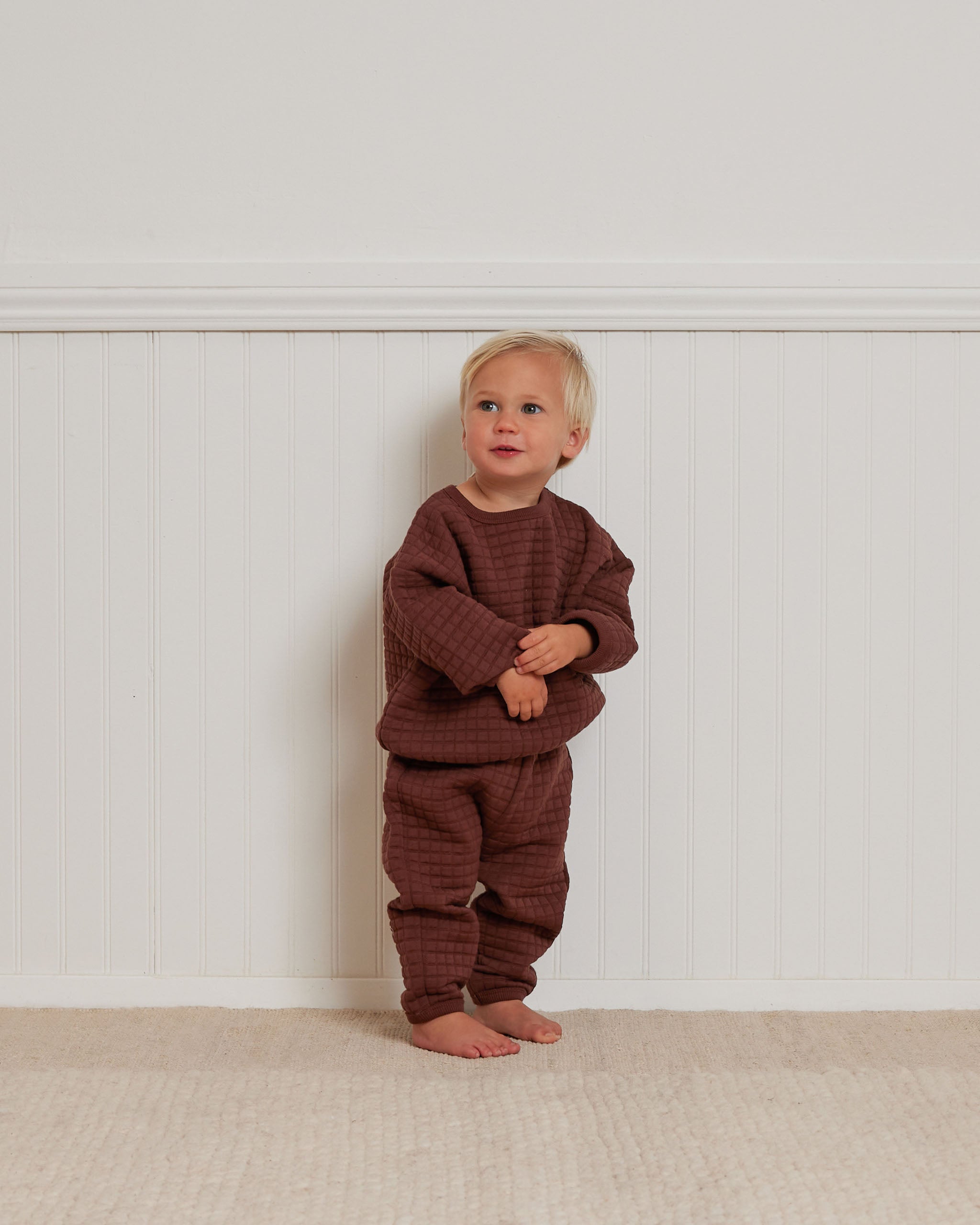 Quilted Sweater + Pant Set || Plum - Rylee + Cru | Kids Clothes | Trendy Baby Clothes | Modern Infant Outfits |
