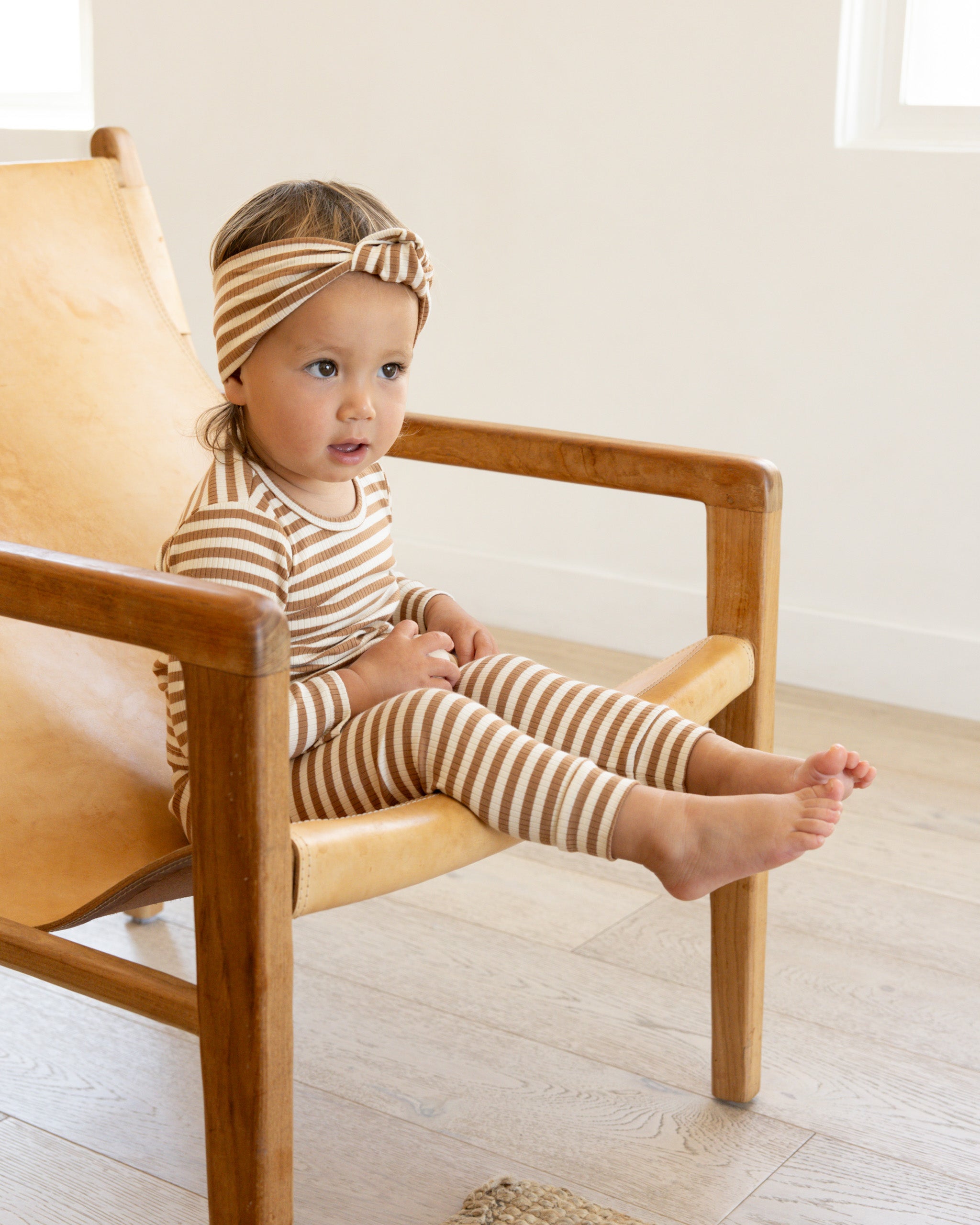 Ribbed Tee And Legging Set || Cinnamon Stripe - Rylee + Cru | Kids Clothes | Trendy Baby Clothes | Modern Infant Outfits |