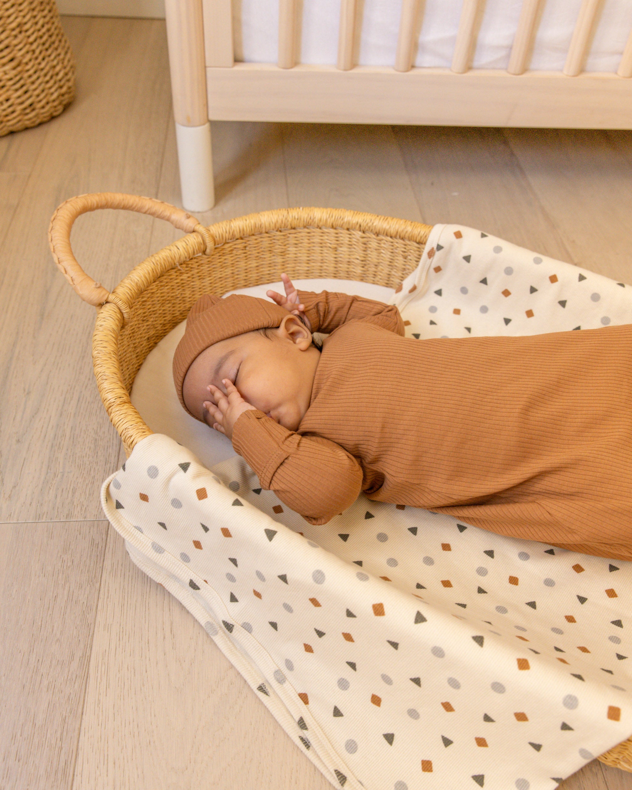 Knotted Baby Gown + Hat || Cinnamon - Rylee + Cru | Kids Clothes | Trendy Baby Clothes | Modern Infant Outfits |