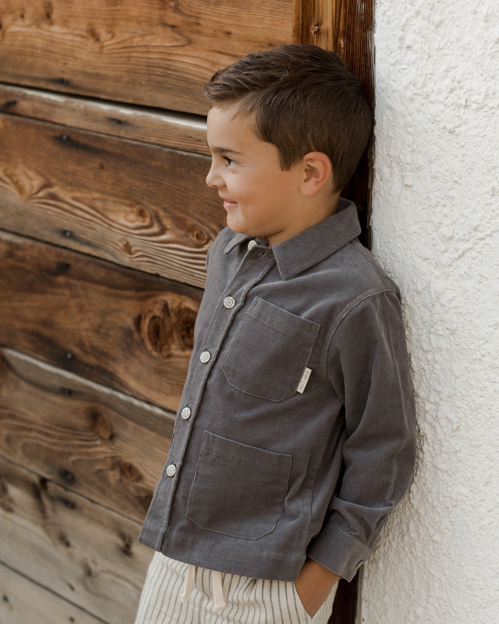 Cord Overshirt || Slate - Rylee + Cru | Kids Clothes | Trendy Baby Clothes | Modern Infant Outfits |