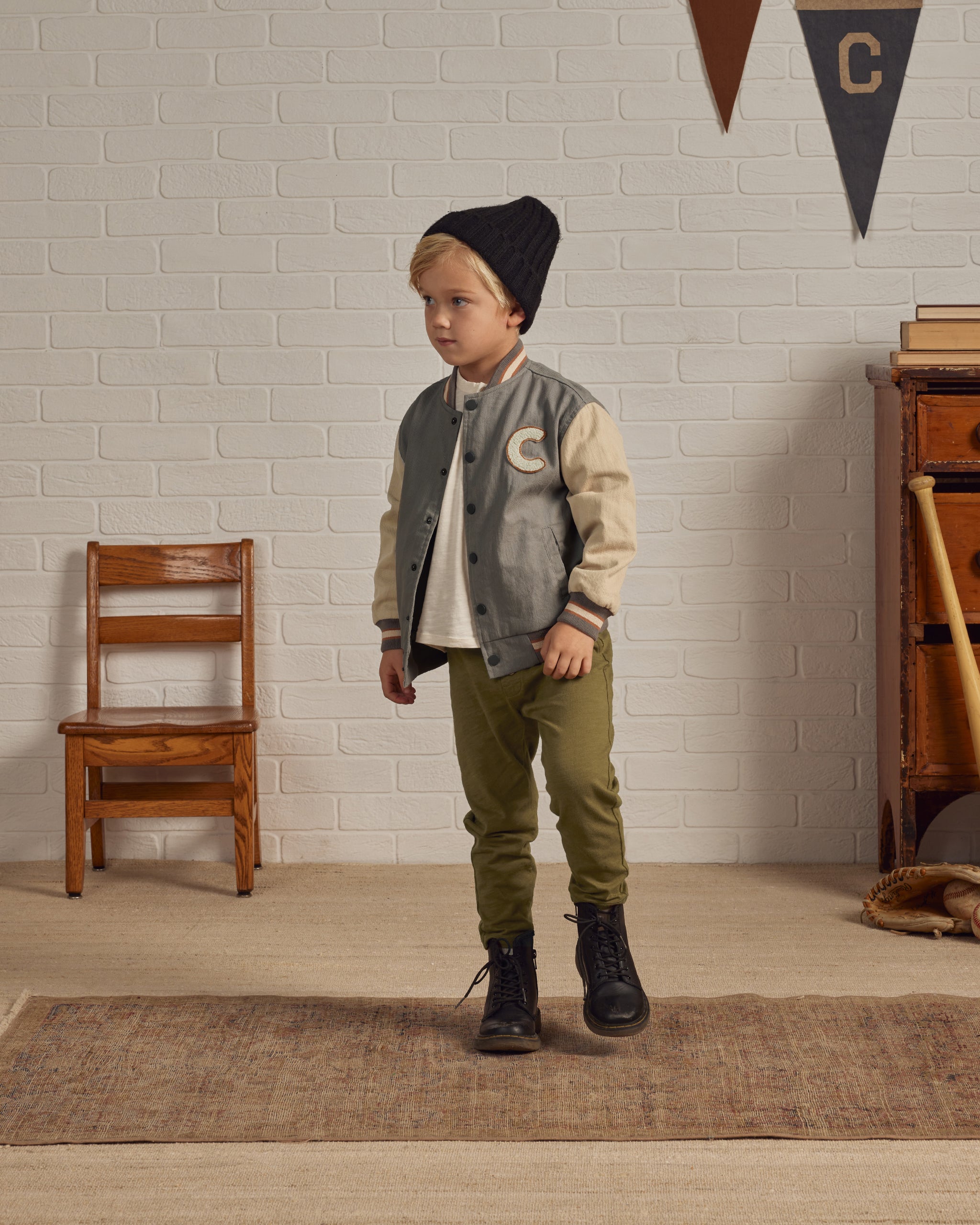 Varsity Jacket || Slate - Rylee + Cru | Kids Clothes | Trendy Baby Clothes | Modern Infant Outfits |