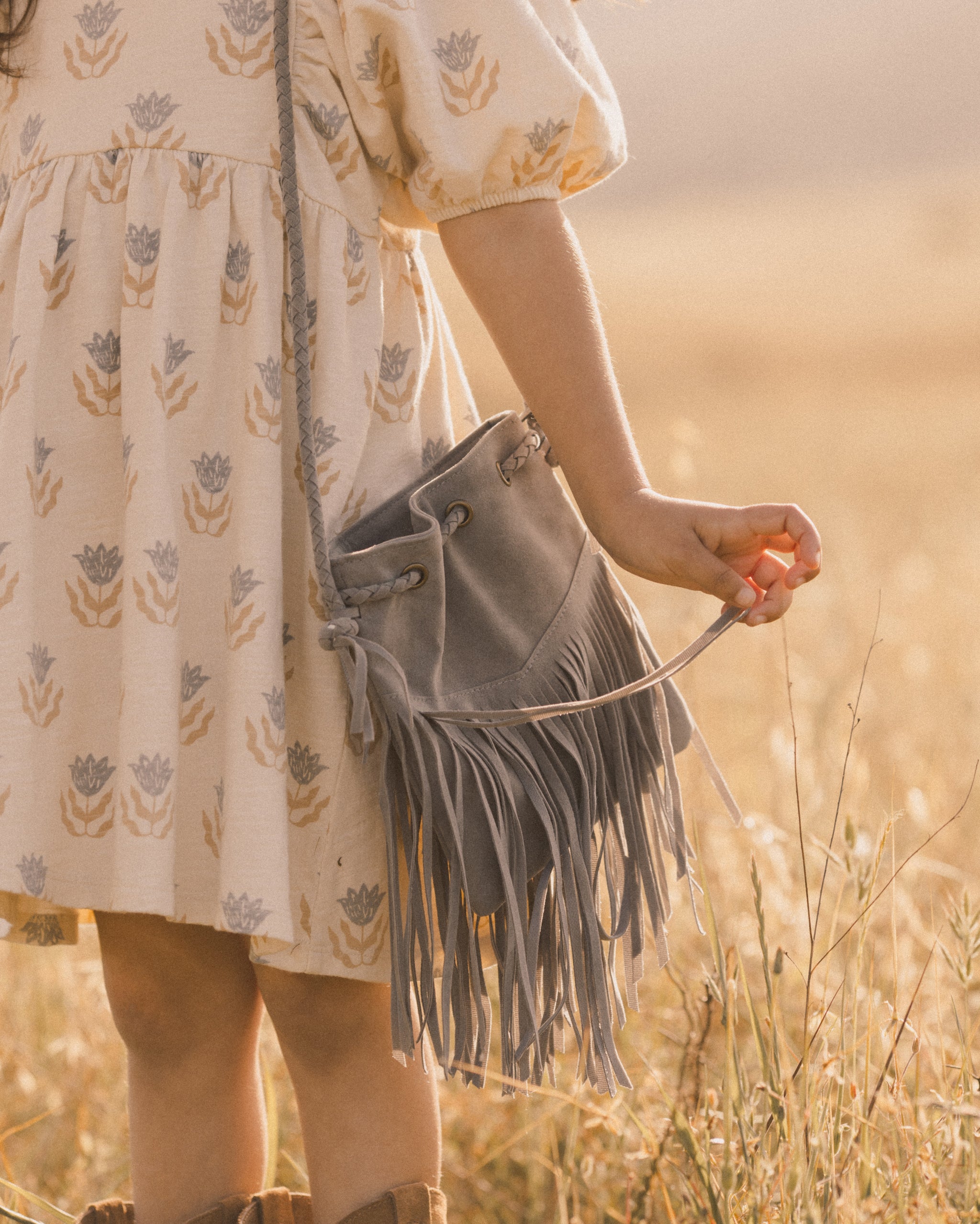 Fringe Crossbody Purse || Dusty Blue