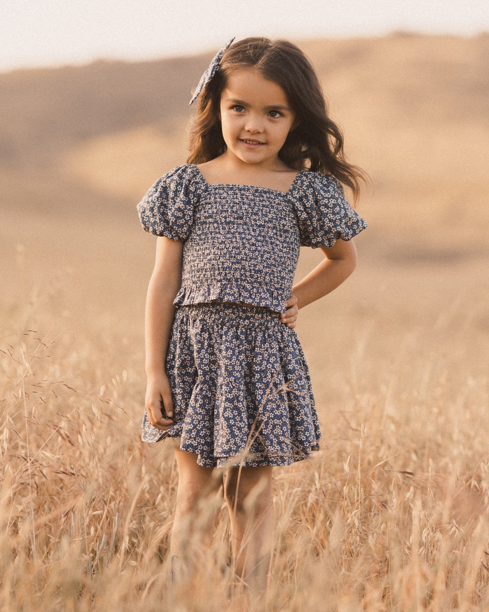 Tiered Mini Skirt || Blue Floral