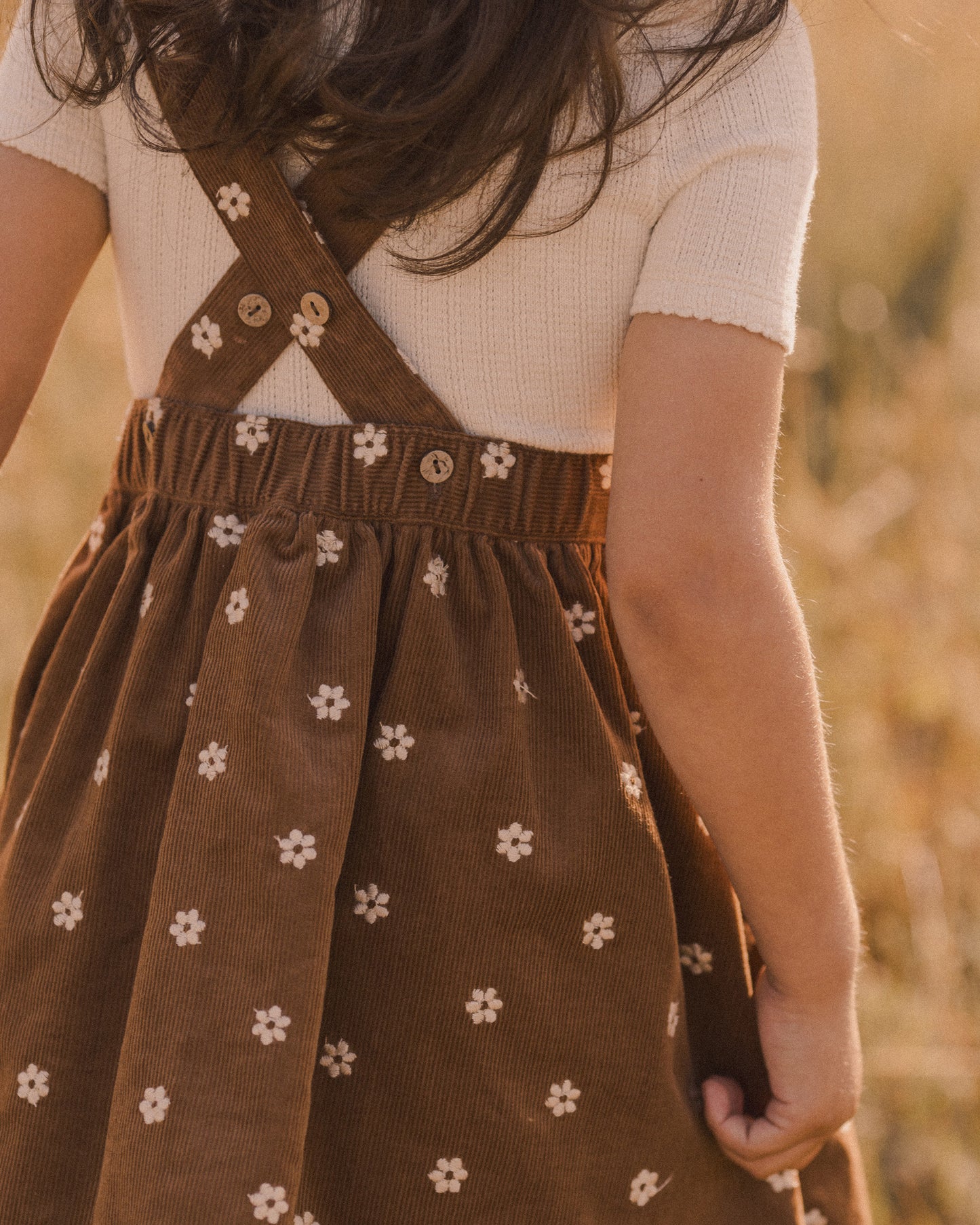 Corduroy Pinafore || Floral Embroidery