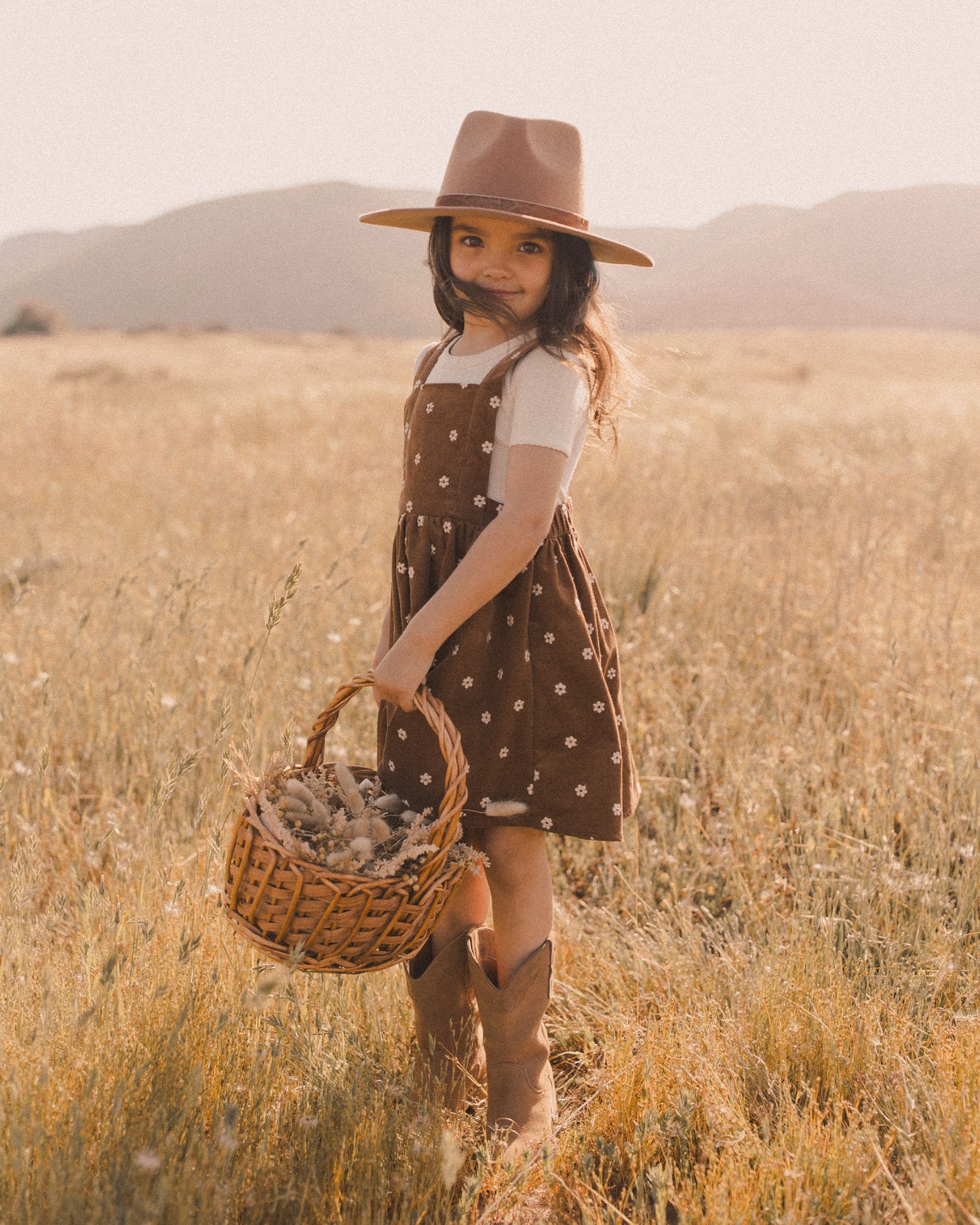 Corduroy Pinafore || Floral Embroidery