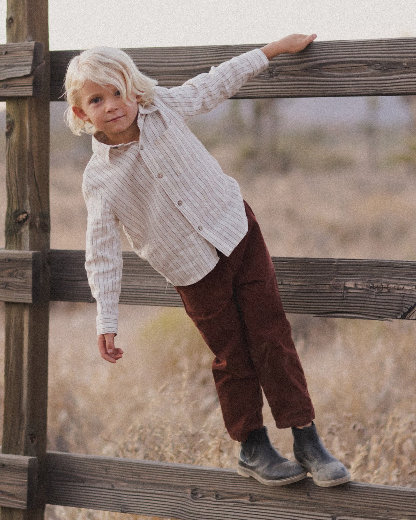 Collared Long Sleeve Shirt || Stone Stripe