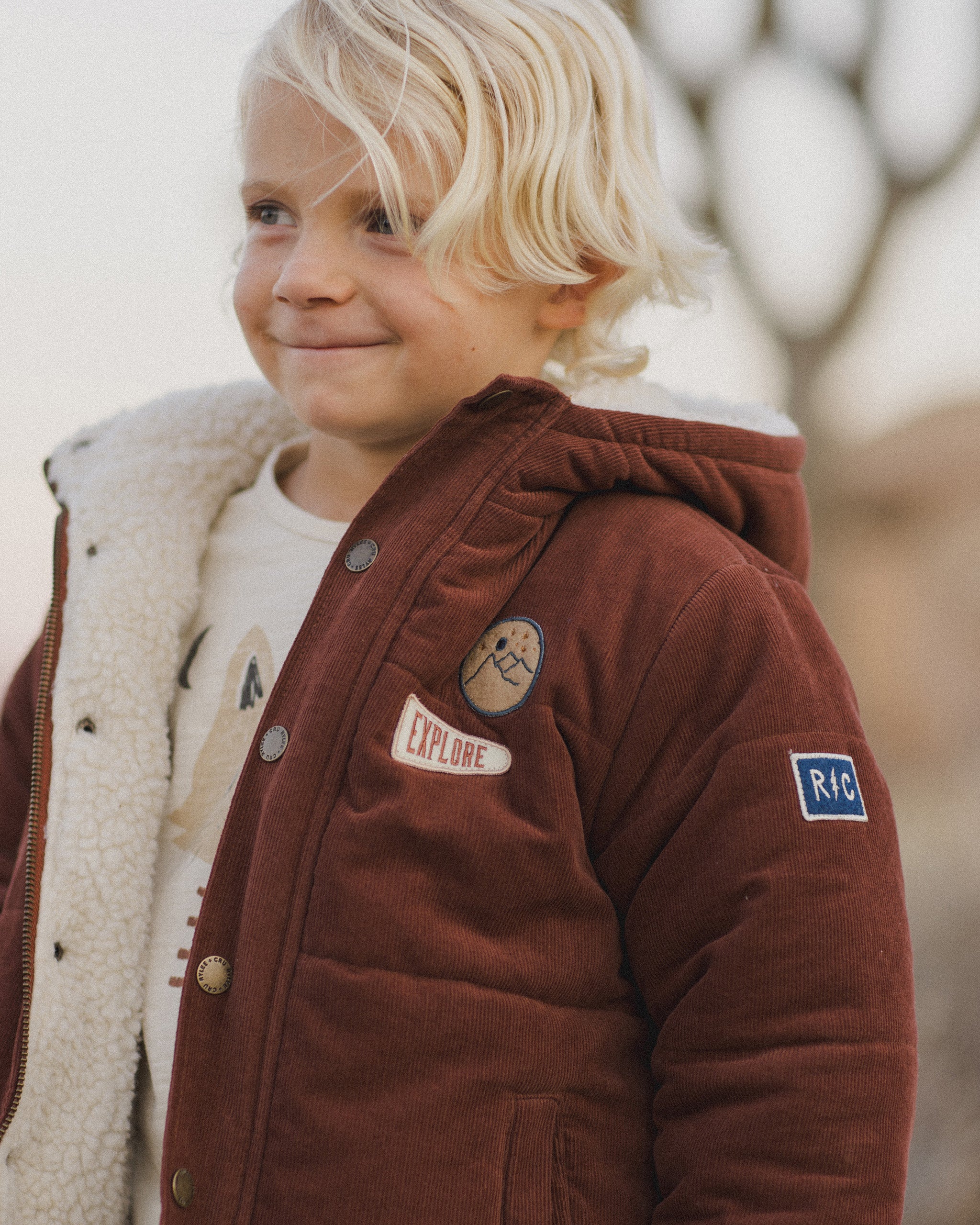 Cord Puffer Jacket Brick Rylee Cru