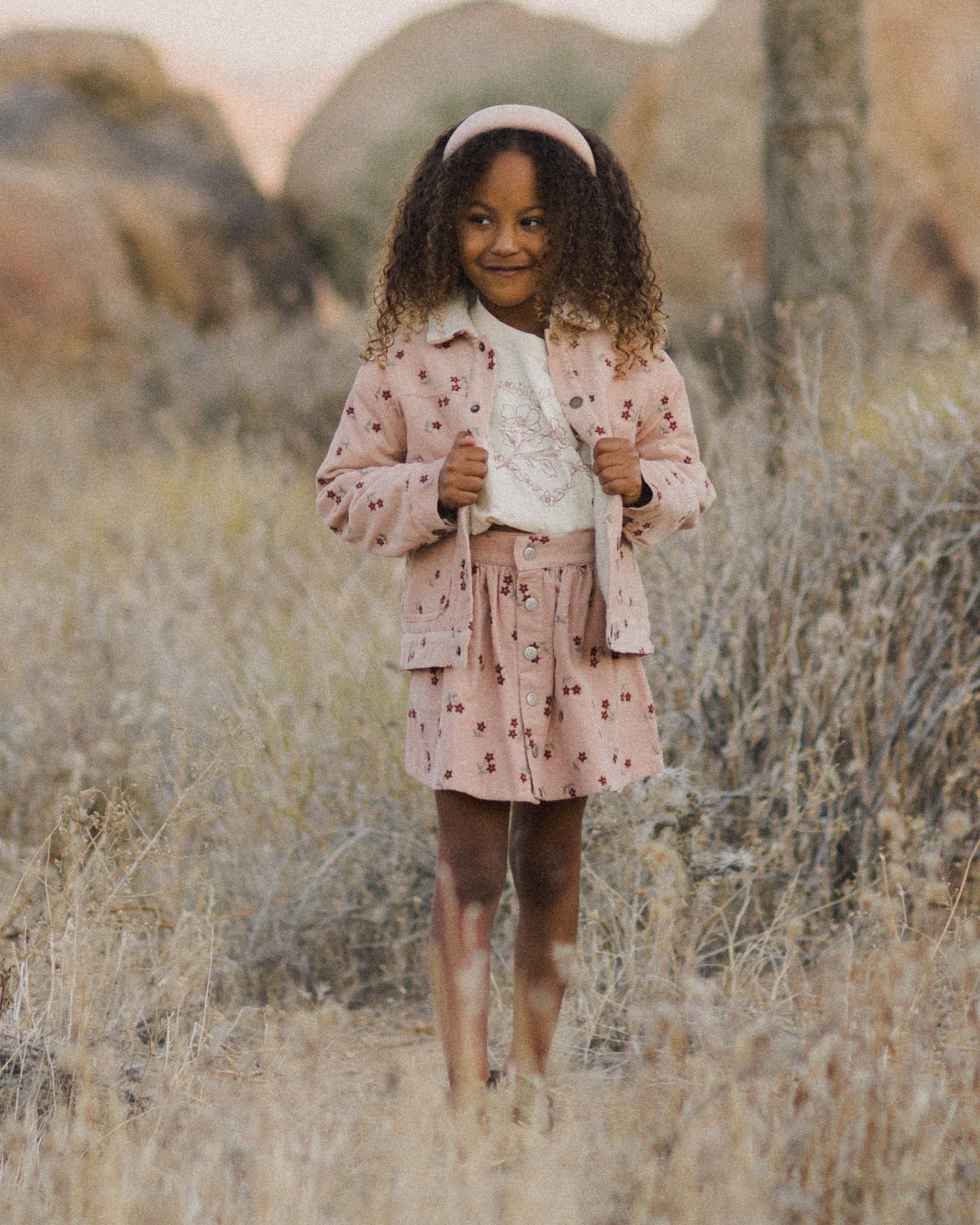 Button Front Mini Skirt || Blossom Embroidery