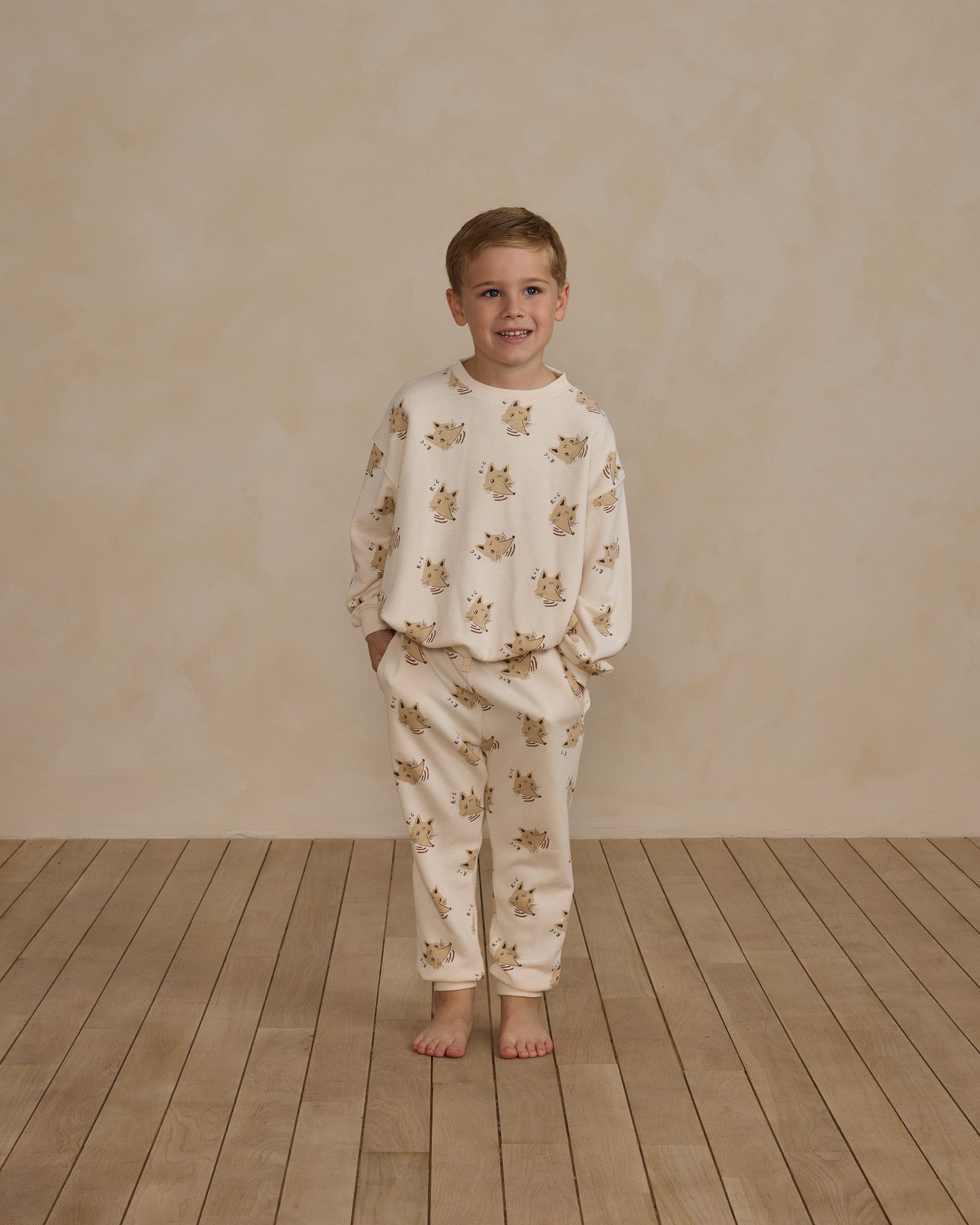 Rylee + Cru rust sold fox sweatshirt pant set 18/24m