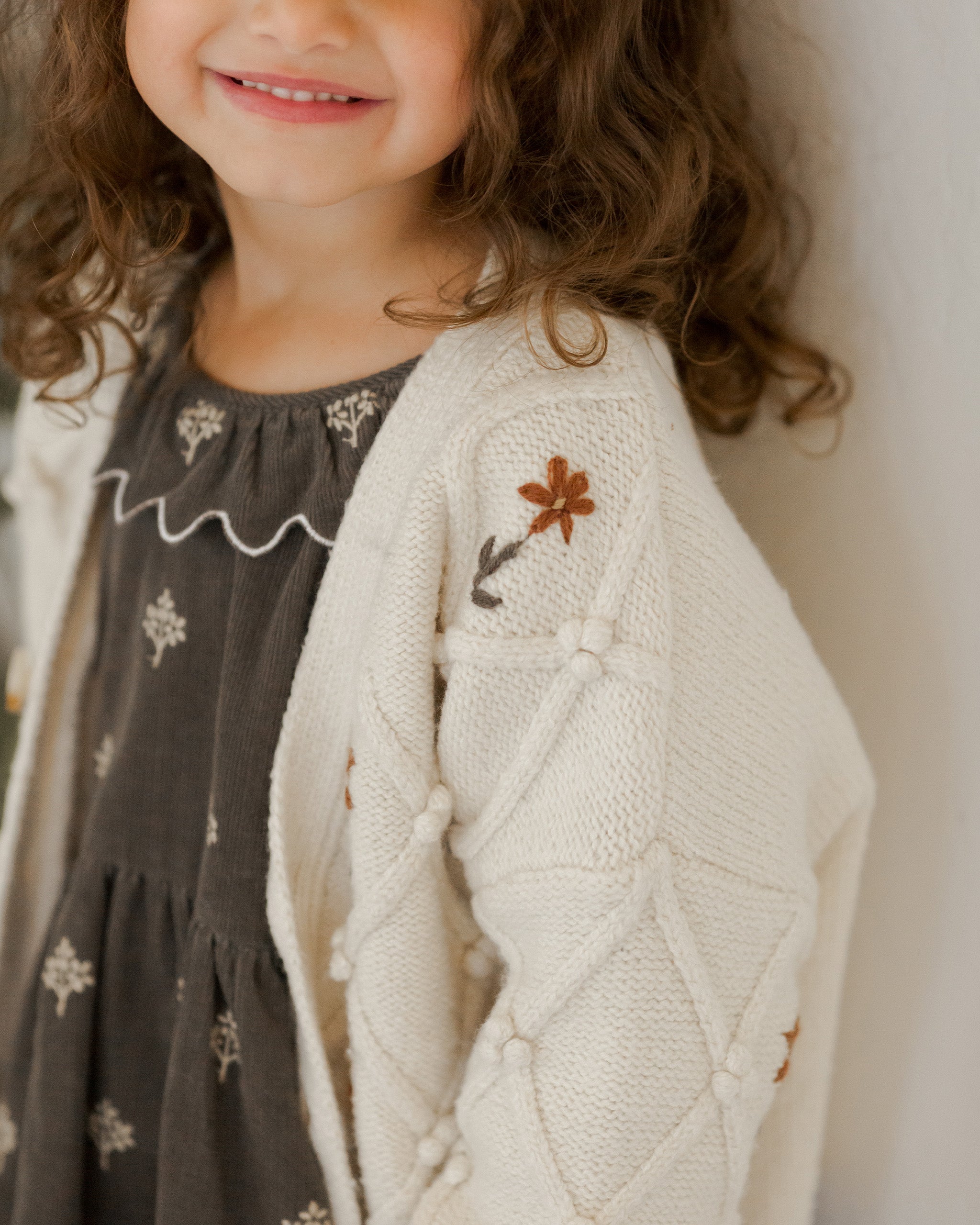 Boxy Cardigan || Winter Floral Embroidery