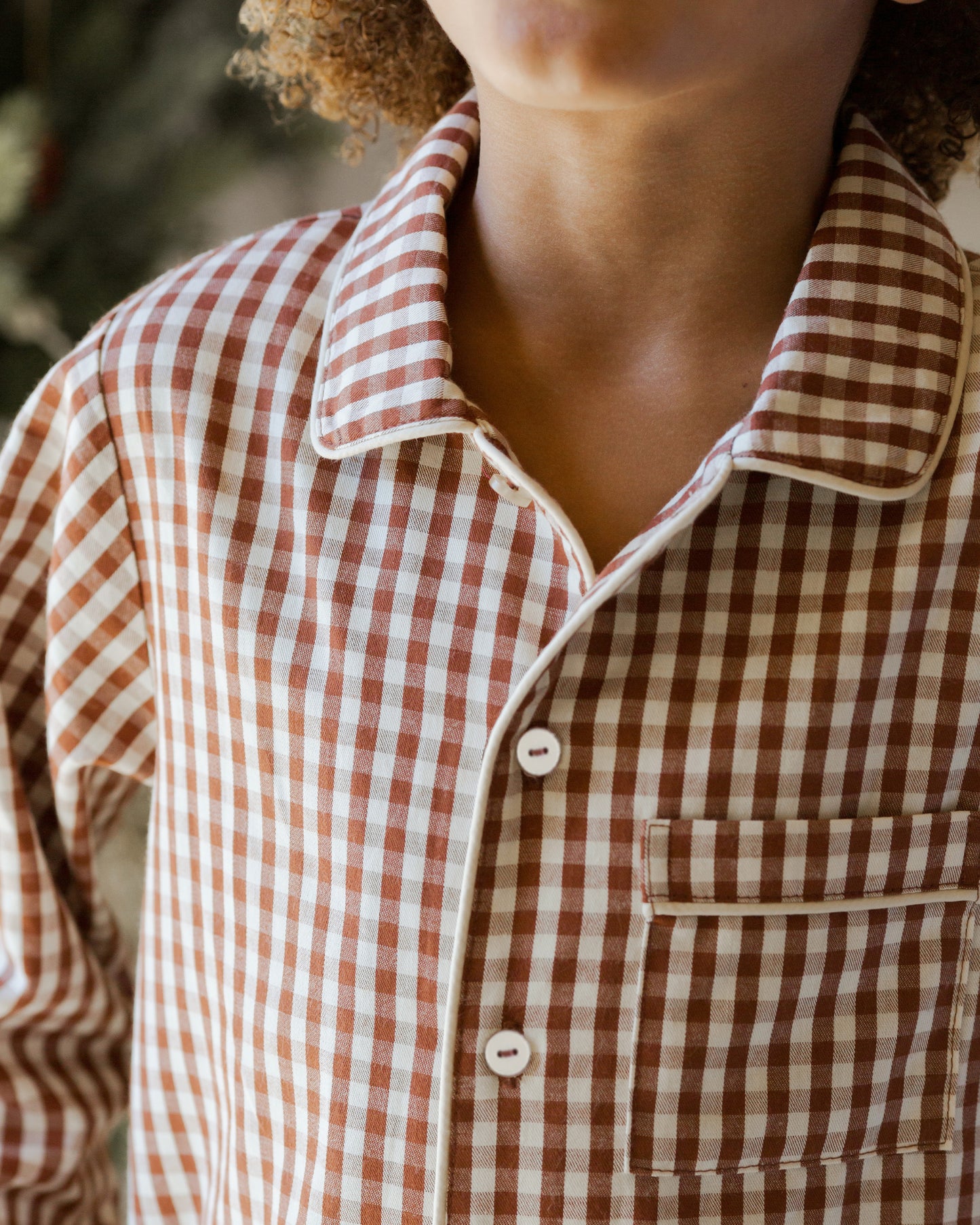 Long Sleeve Pajamas || Brick Gingham