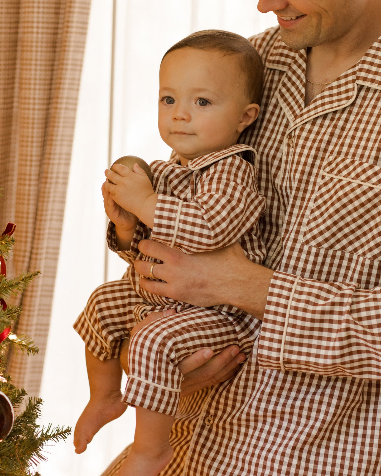 Baby Pajama Romper || Brick Gingham