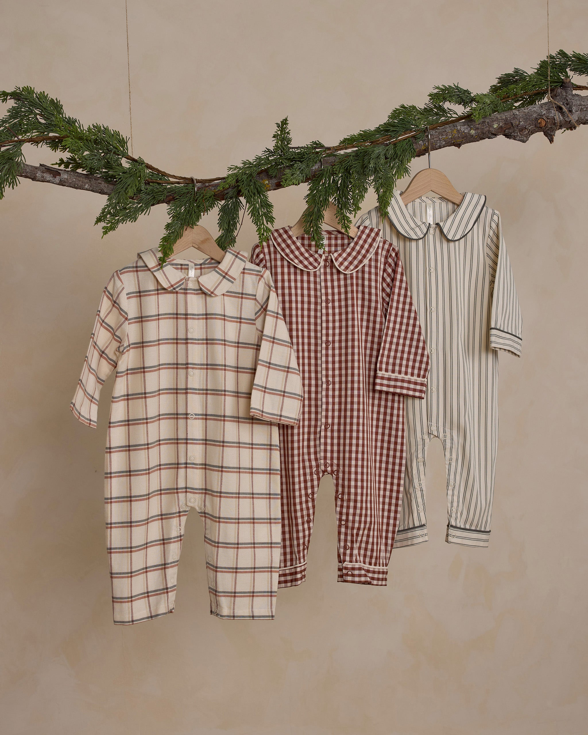 Baby Pajama Romper || Forest Pinstripe