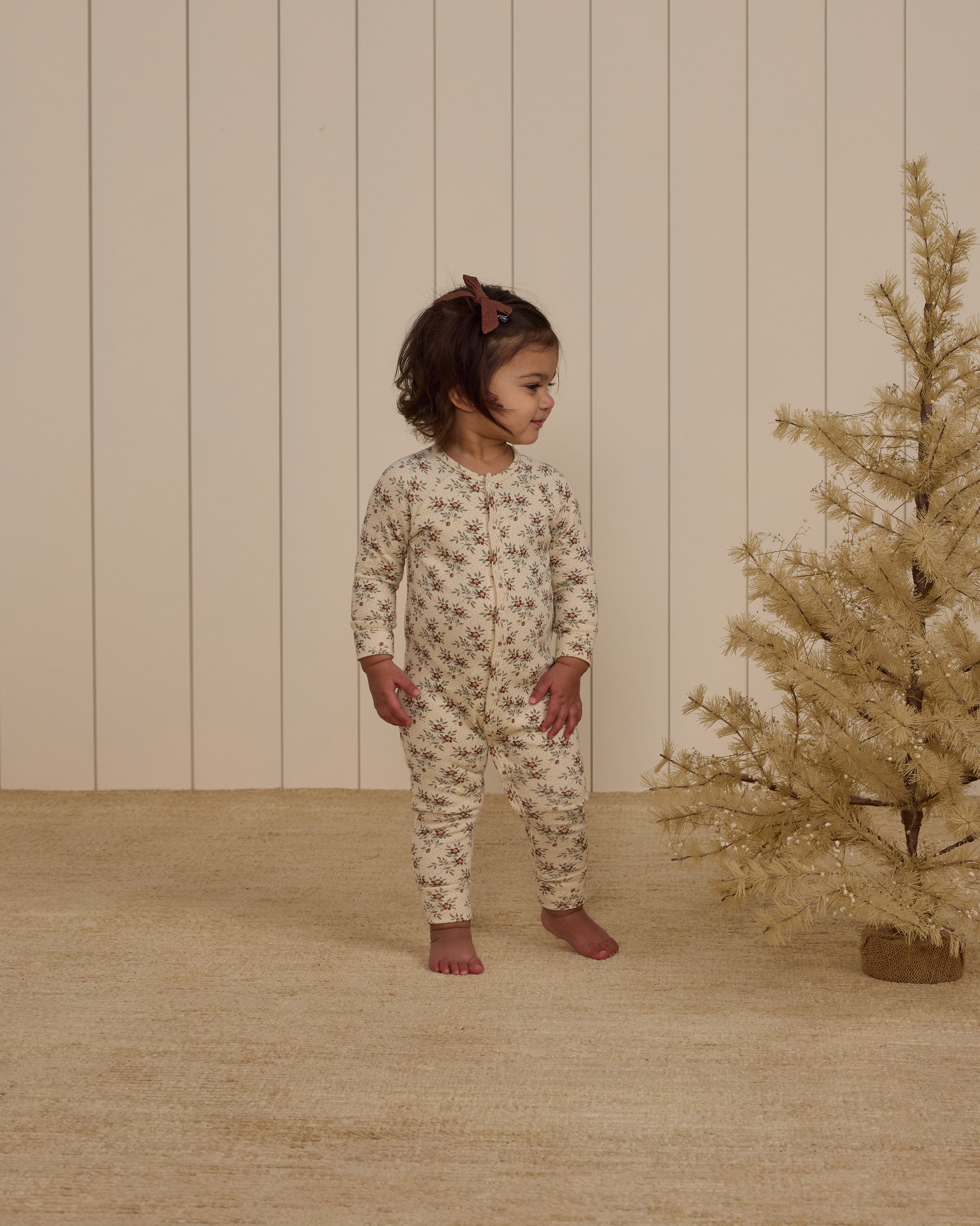 Organic Long John Pajamas || Holiday Floral