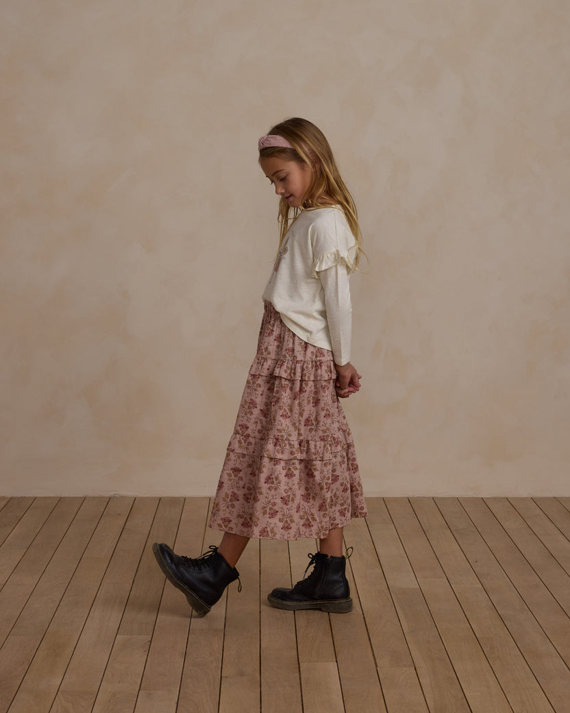 Rylee + Cru Ruffled Midi Skirt - Blue Vines main image 0