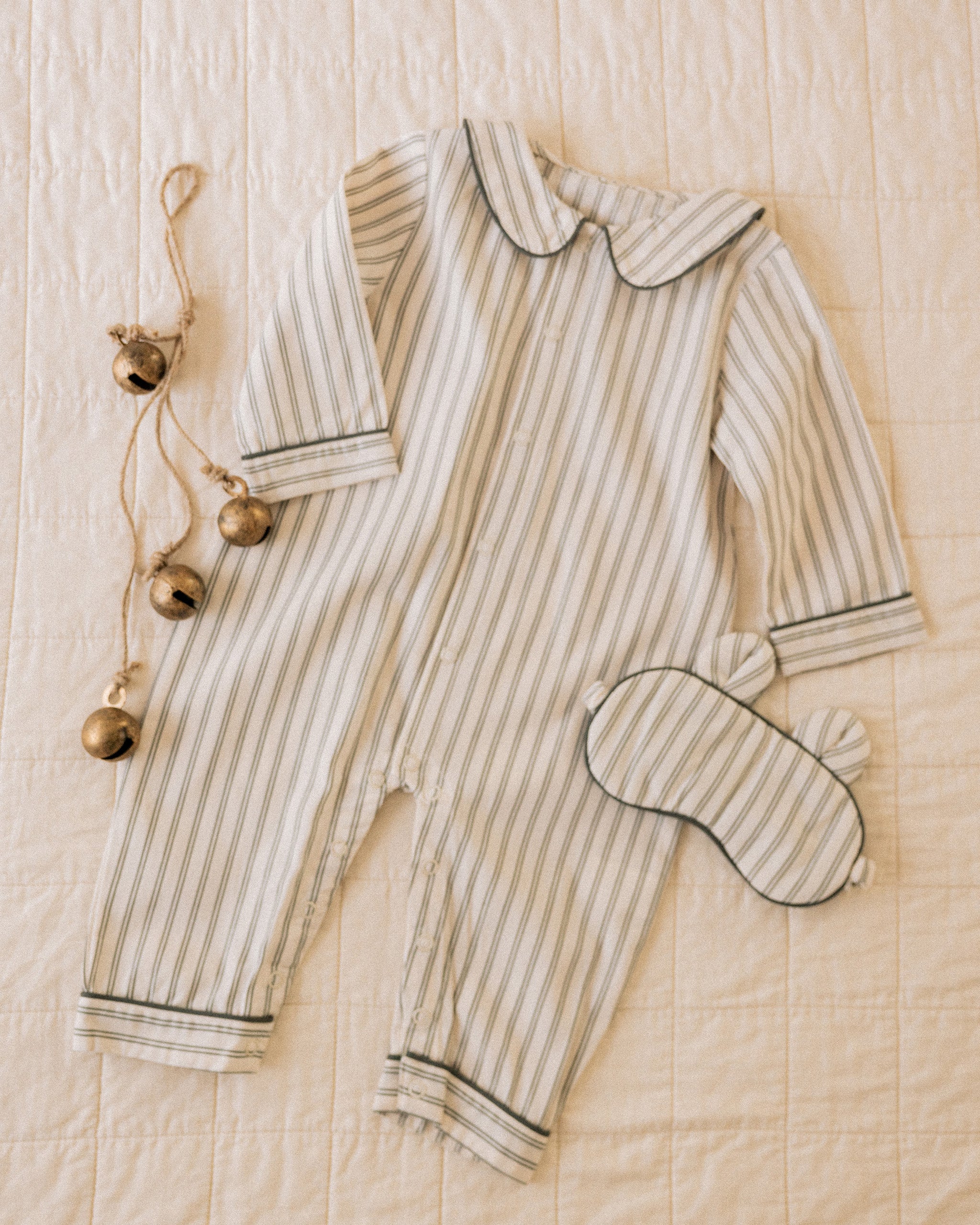 Baby Pajama Romper || Forest Pinstripe