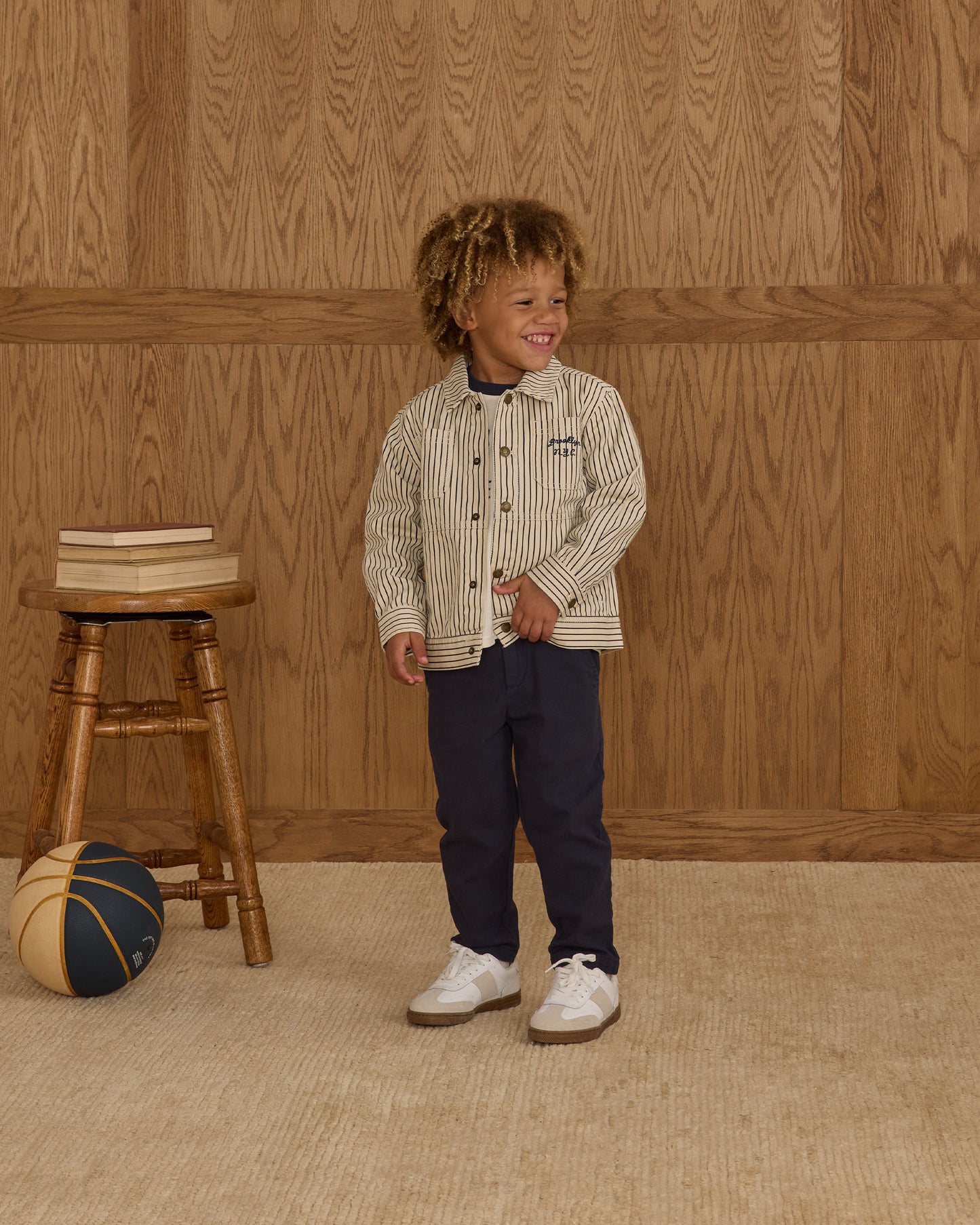 Chore Coat || Navy Pinstripe - Rylee + Cru | Kids Clothes | Trendy Baby Clothes | Modern Infant Outfits |