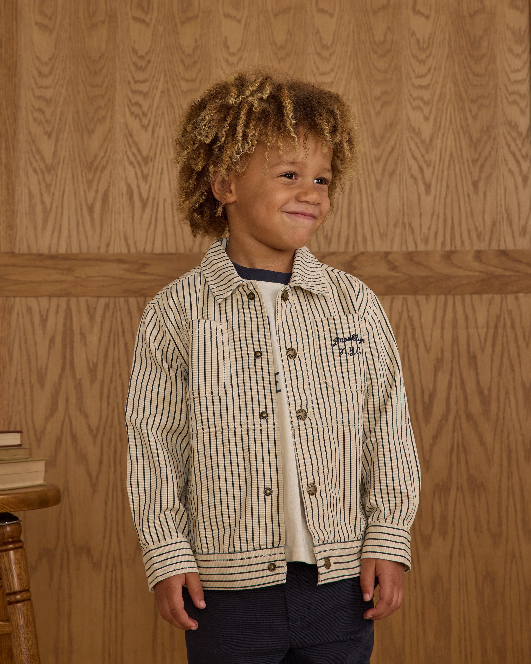 Chore Coat || Navy Pinstripe - Rylee + Cru | Kids Clothes | Trendy Baby Clothes | Modern Infant Outfits |