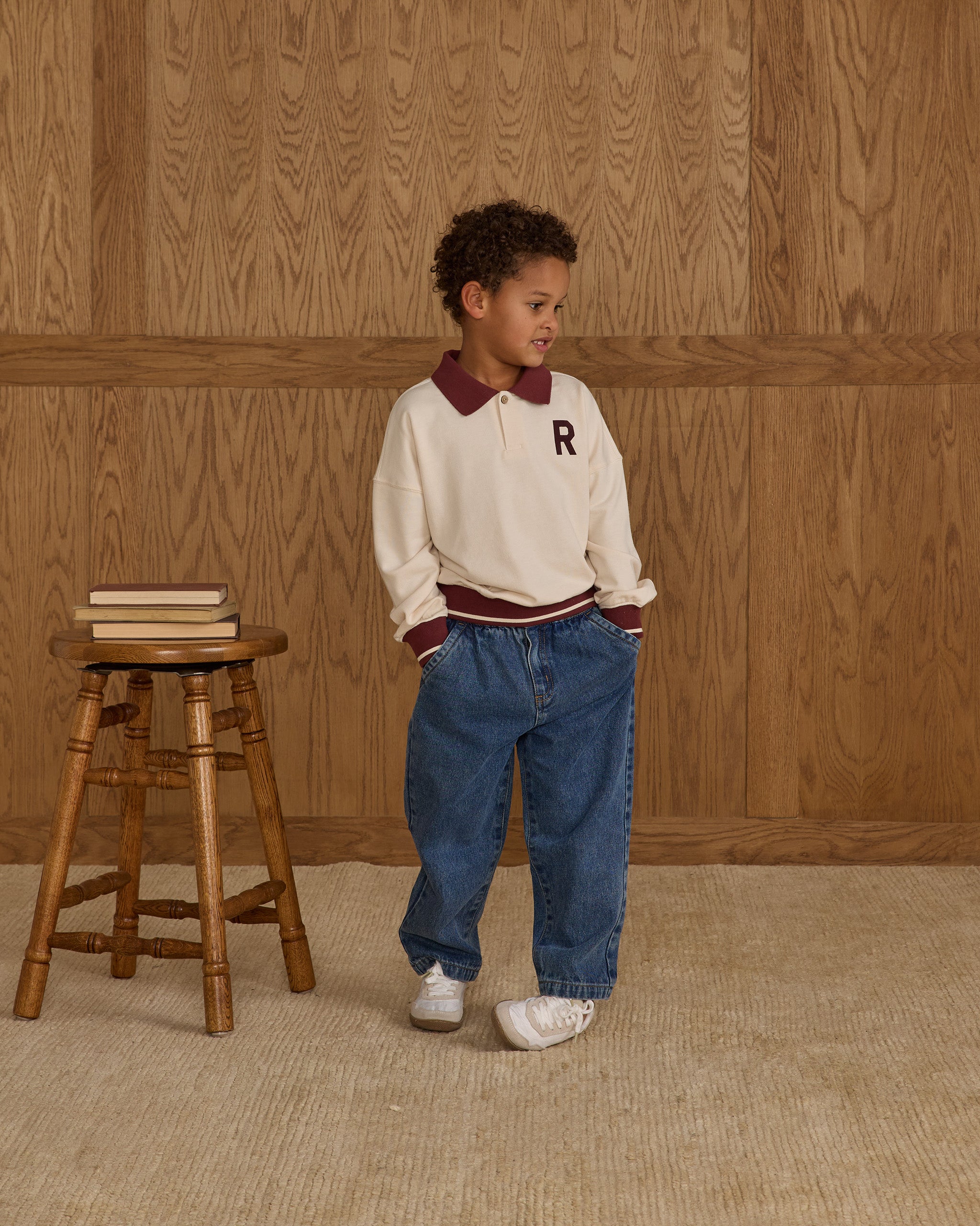 Collared Sweatshirt || Natural - Rylee + Cru | Kids Clothes | Trendy Baby Clothes | Modern Infant Outfits |