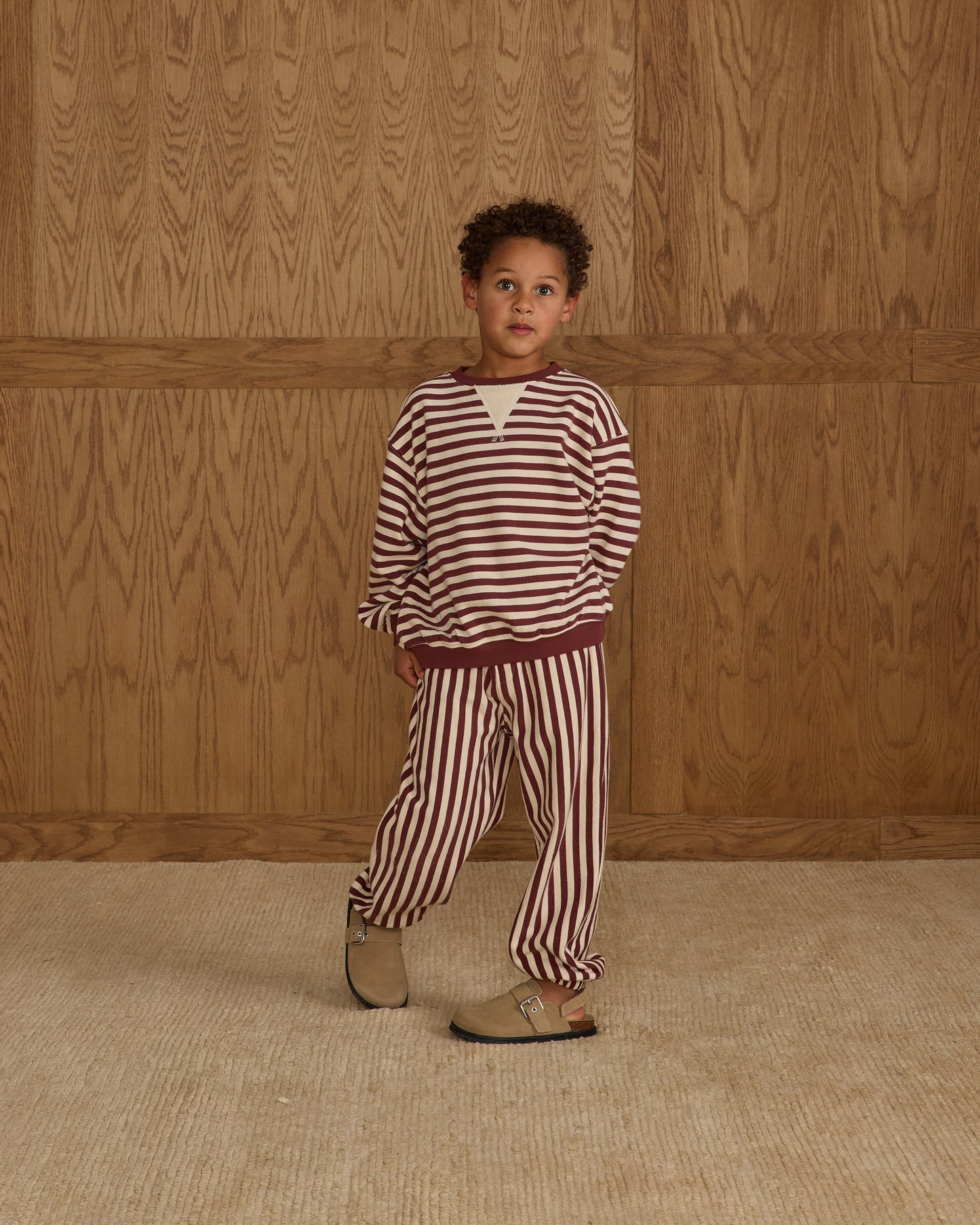 Oversized Crew || Burgundy Stripe - Rylee + Cru | Kids Clothes | Trendy Baby Clothes | Modern Infant Outfits |