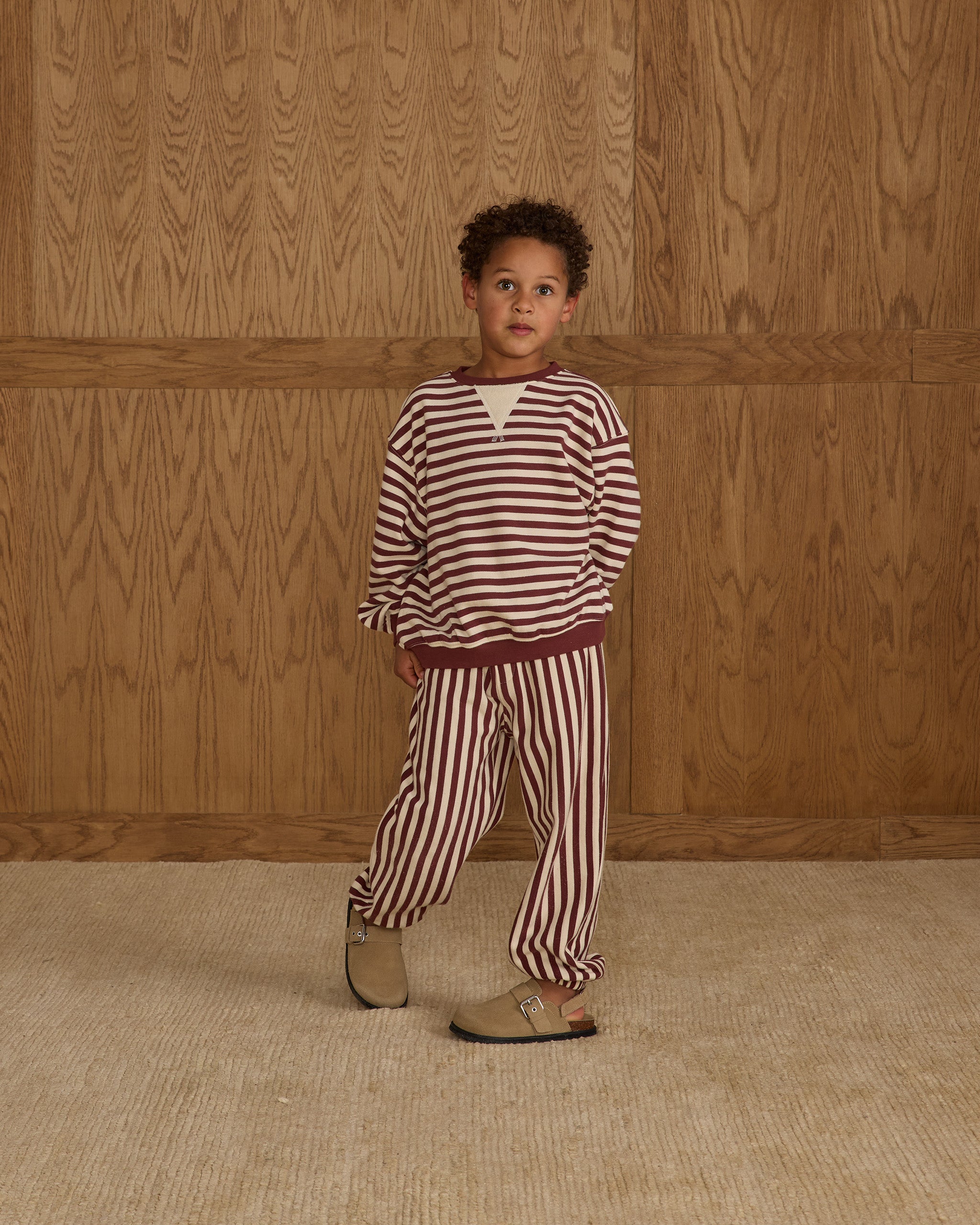 Oversized Crew || Burgundy Stripe - Rylee + Cru | Kids Clothes | Trendy Baby Clothes | Modern Infant Outfits |