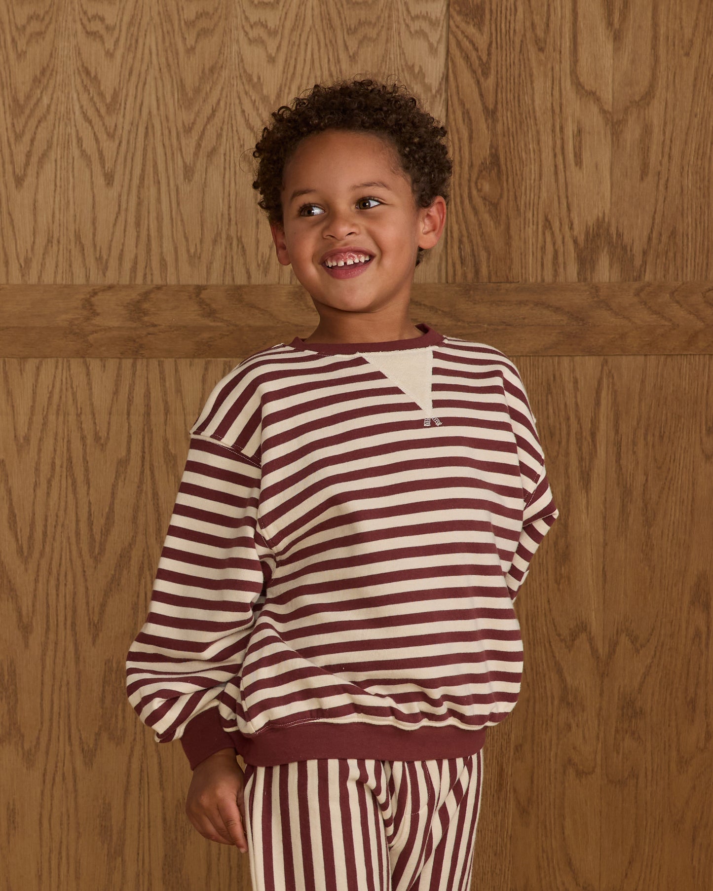 Oversized Crew || Burgundy Stripe - Rylee + Cru | Kids Clothes | Trendy Baby Clothes | Modern Infant Outfits |