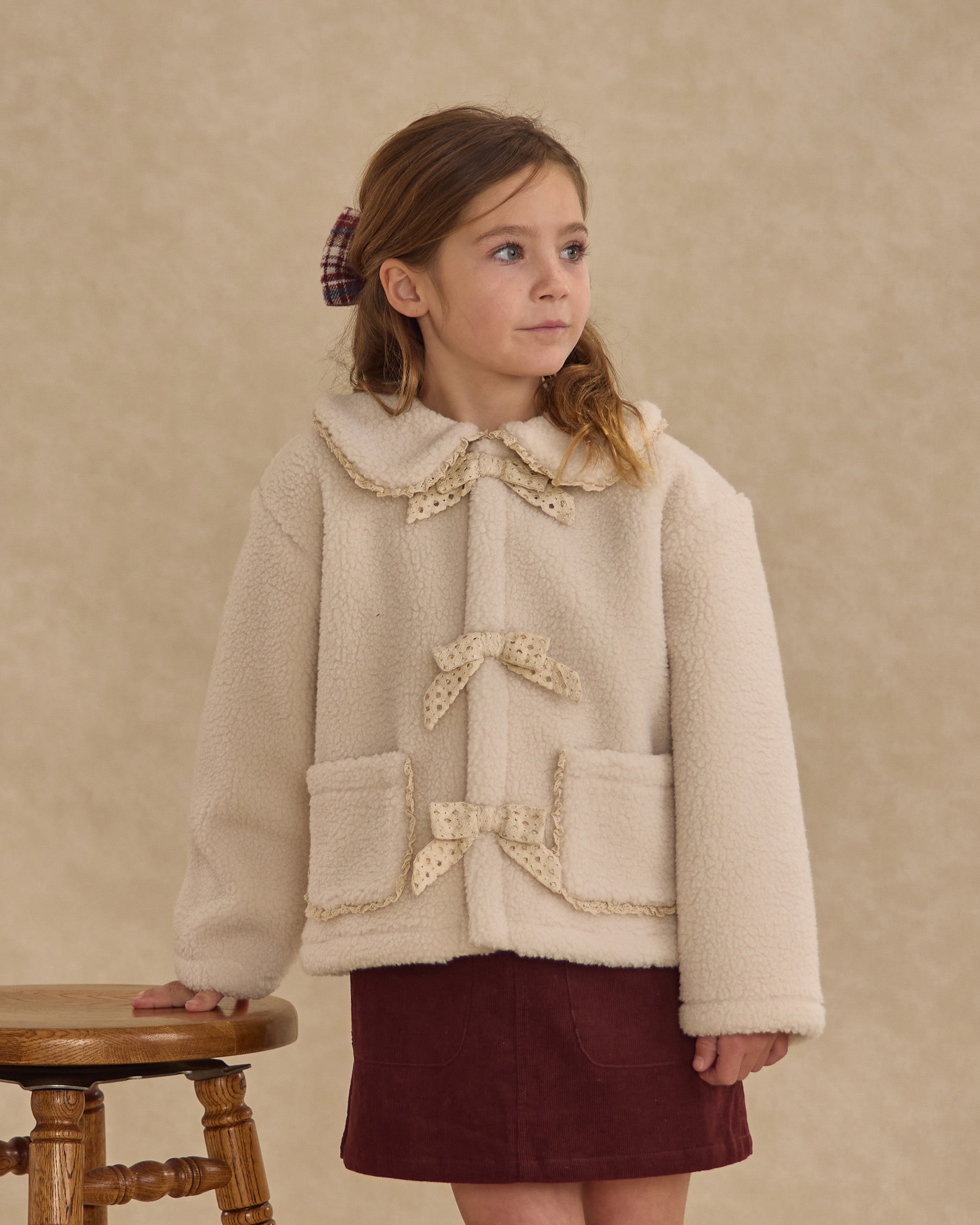 Shearling Collared Coat || Natural - Rylee + Cru | Kids Clothes | Trendy Baby Clothes | Modern Infant Outfits |
