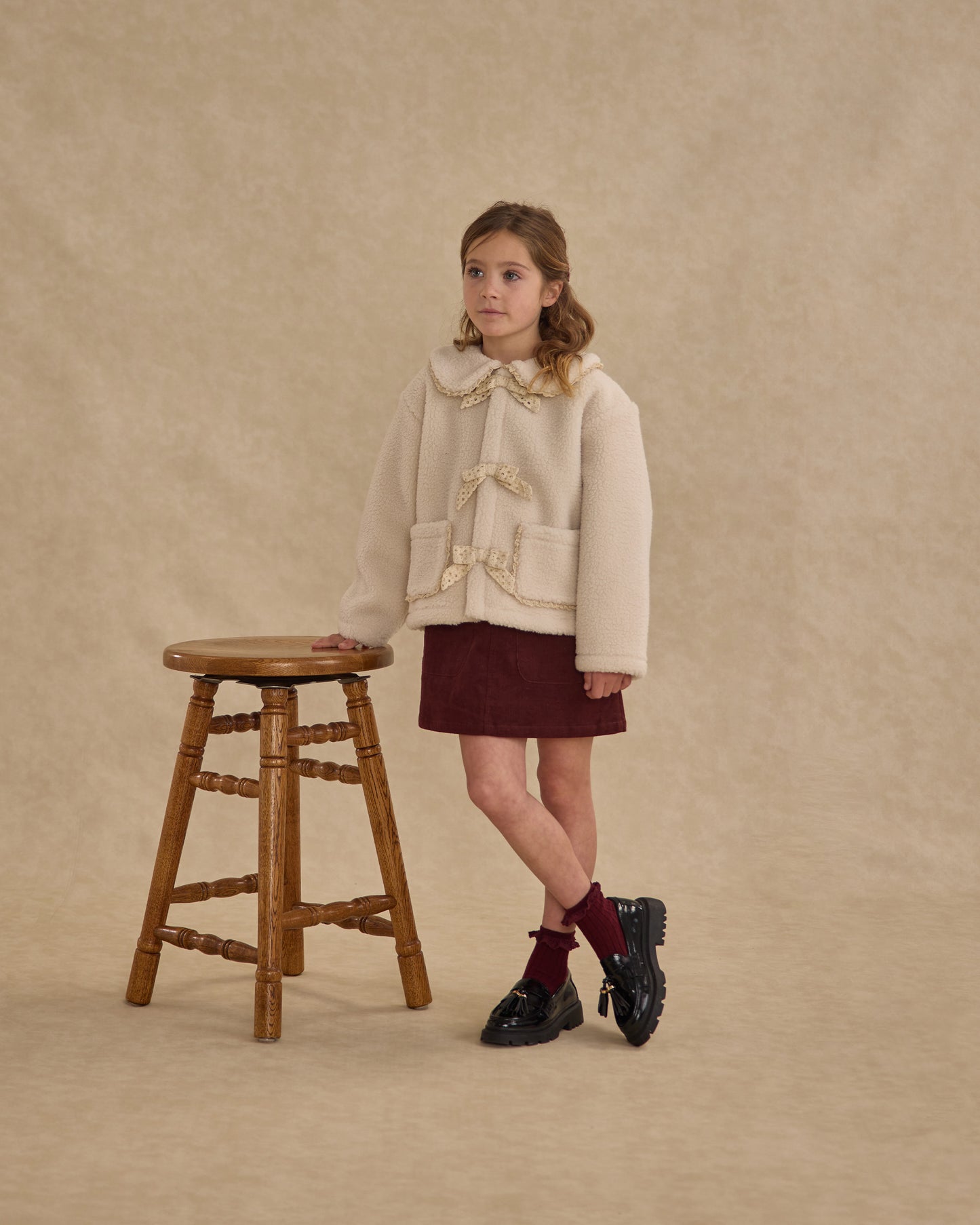 Shearling Collared Coat || Natural - Rylee + Cru | Kids Clothes | Trendy Baby Clothes | Modern Infant Outfits |
