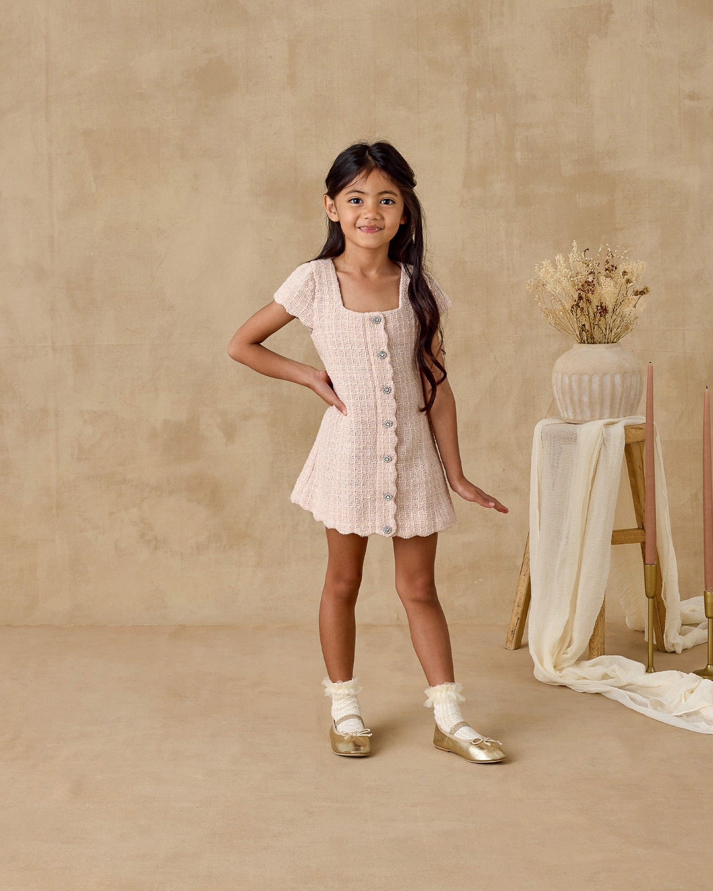 Gabrielle Dress | Rose - Rylee + Cru | Kids Clothes | Trendy Baby Clothes | Modern Infant Outfits |