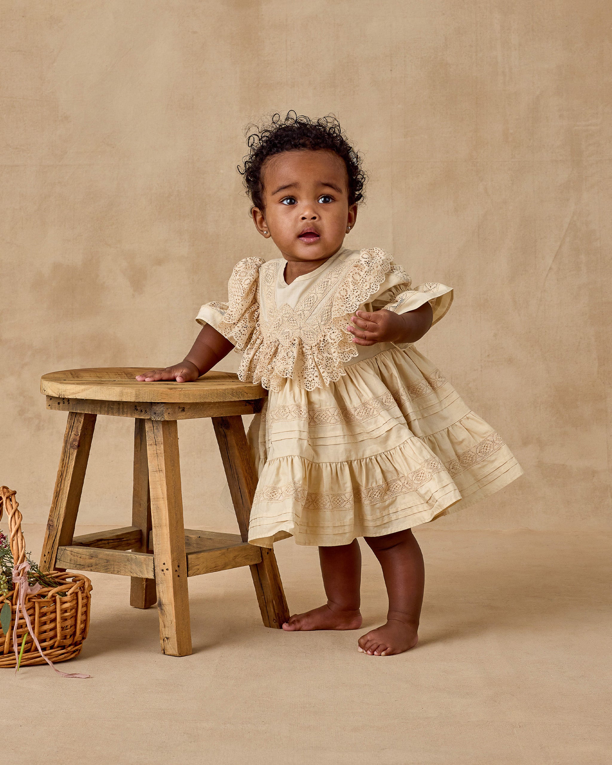 Genevieve Dress | Ecru - Rylee + Cru | Kids Clothes | Trendy Baby Clothes | Modern Infant Outfits |