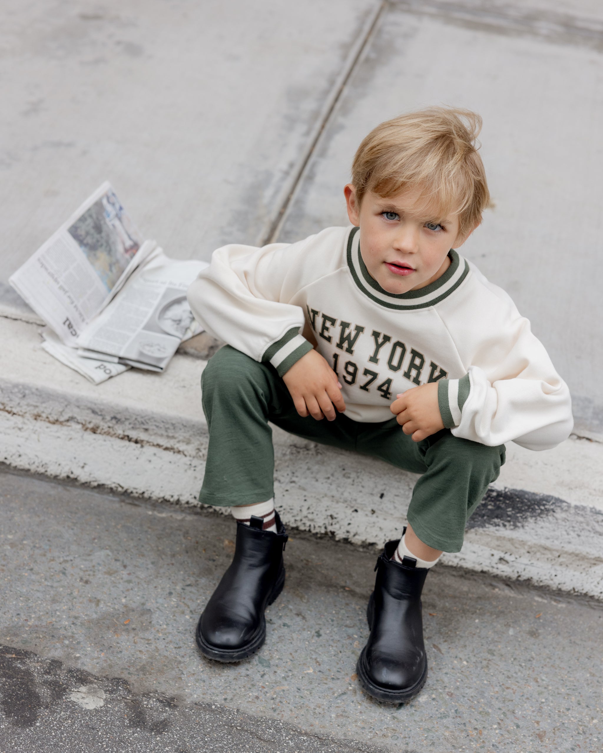 Oversized Raglan Sweatshirt || New York - Rylee + Cru | Kids Clothes | Trendy Baby Clothes | Modern Infant Outfits |