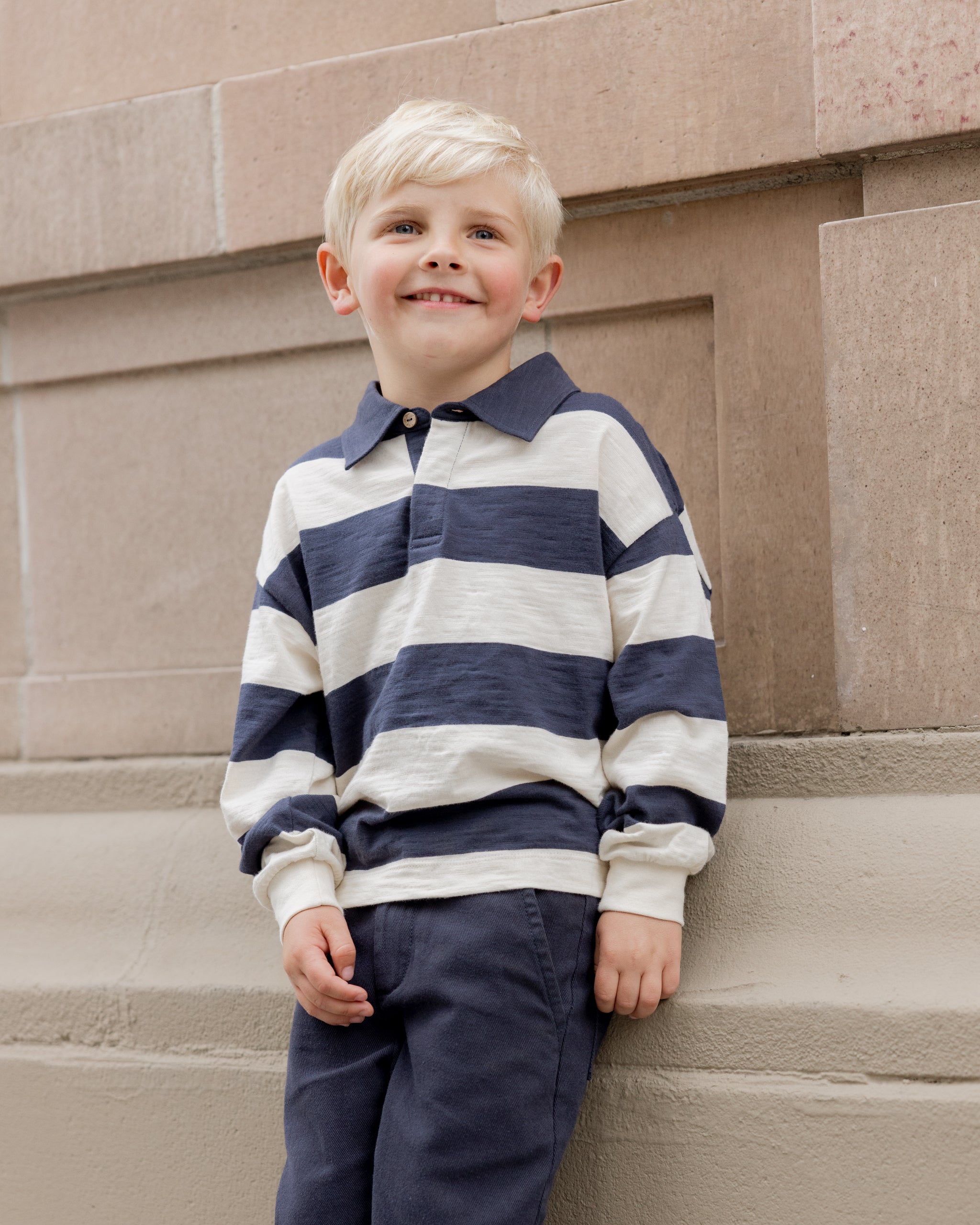 Rugby Polo || Navy Stripe - Rylee + Cru | Kids Clothes | Trendy Baby Clothes | Modern Infant Outfits |