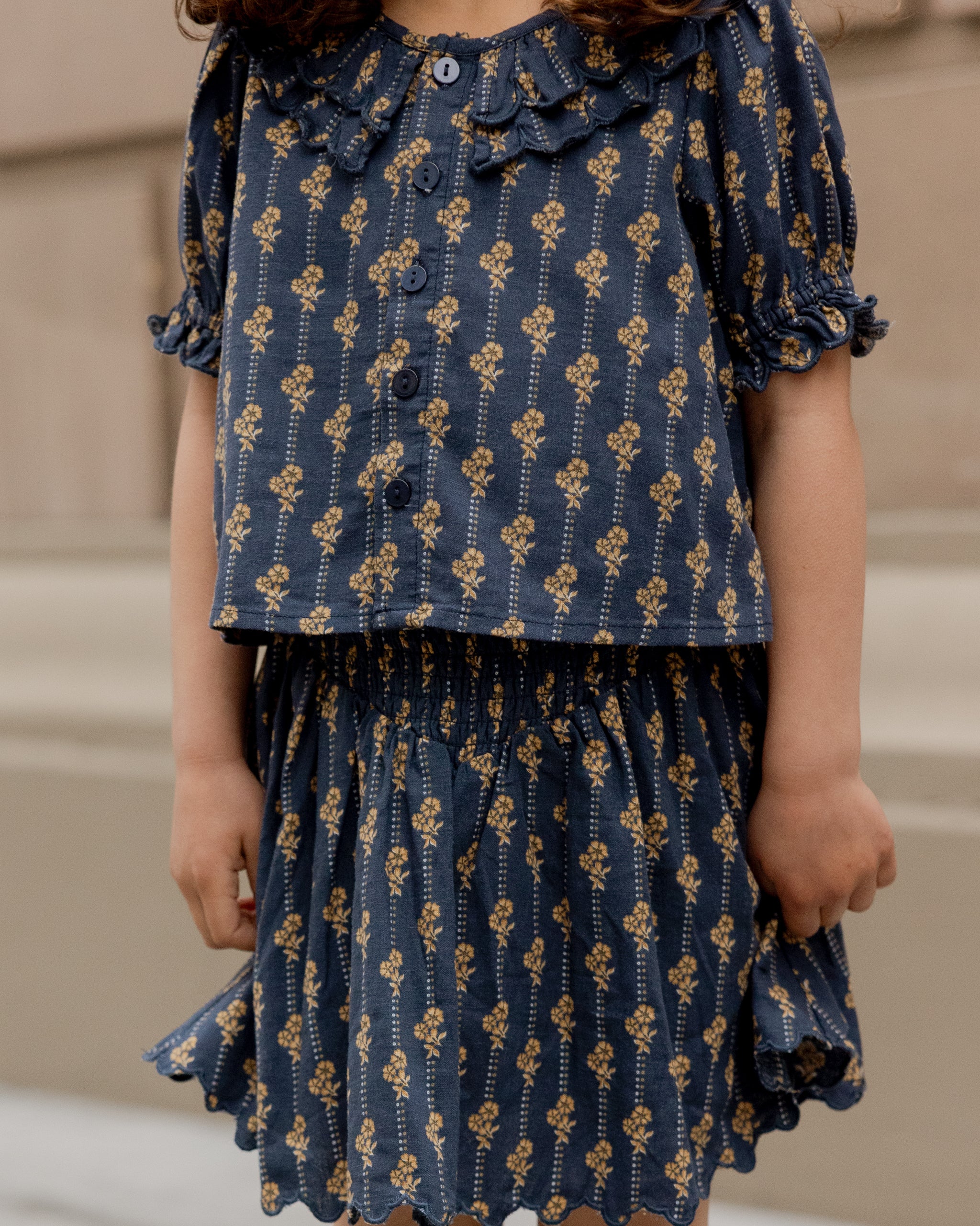 Smocked V Mini Skirt || Vintage Bloom – Rylee Cru