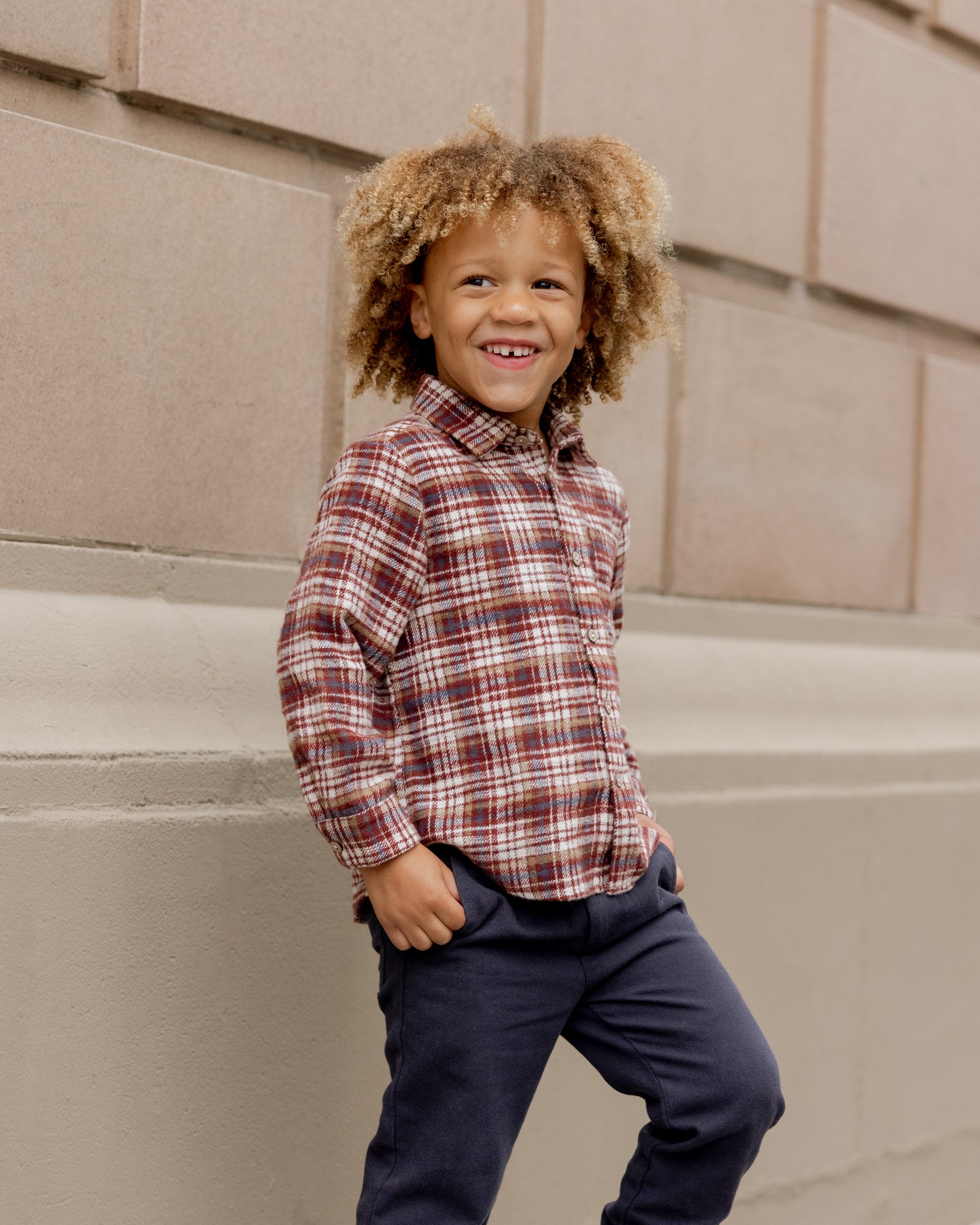 Collared Long Sleeve Shirt || Burgundy Plaid - Rylee + Cru | Kids Clothes | Trendy Baby Clothes | Modern Infant Outfits |
