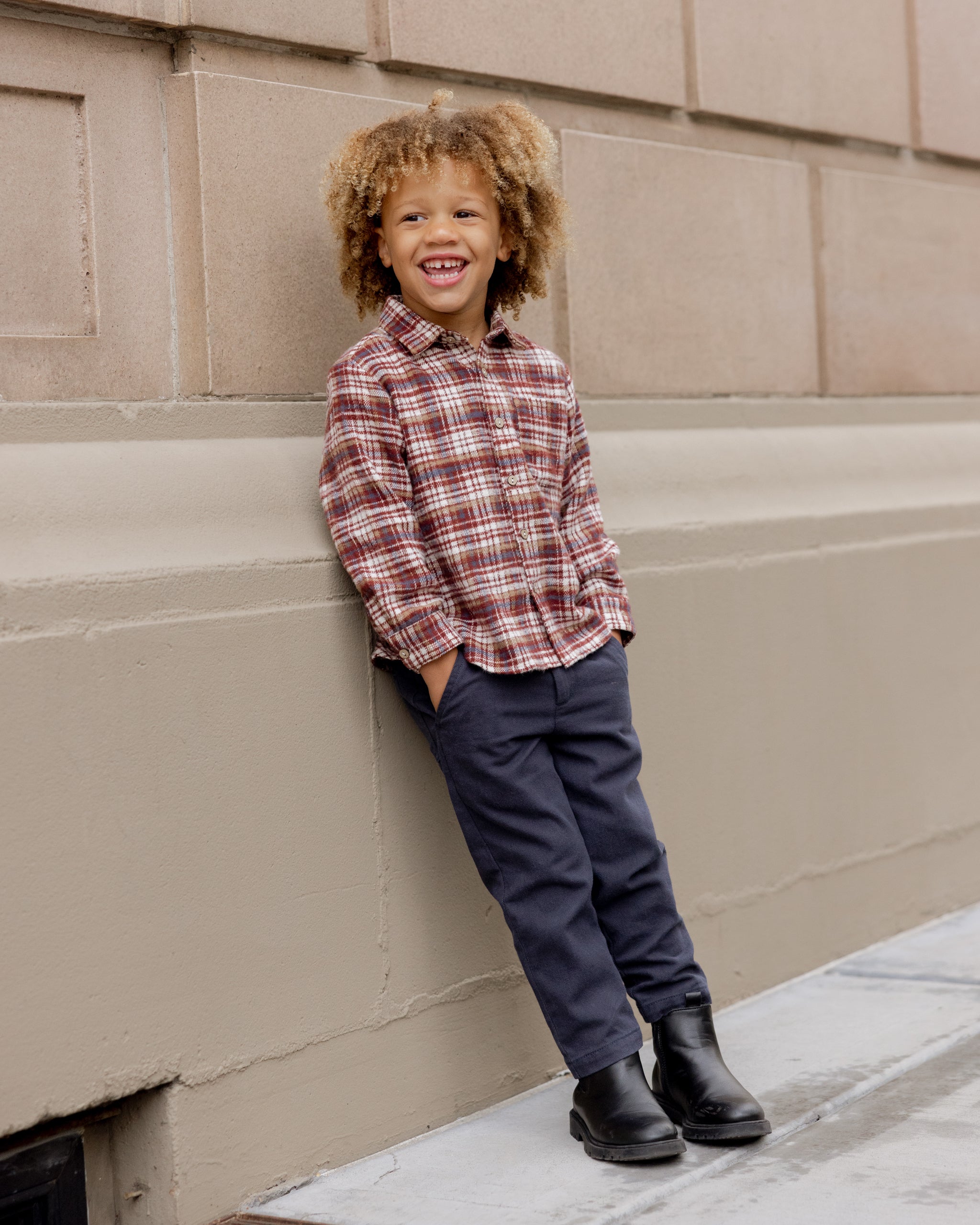 Collared Long Sleeve Shirt || Burgundy Plaid - Rylee + Cru | Kids Clothes | Trendy Baby Clothes | Modern Infant Outfits |