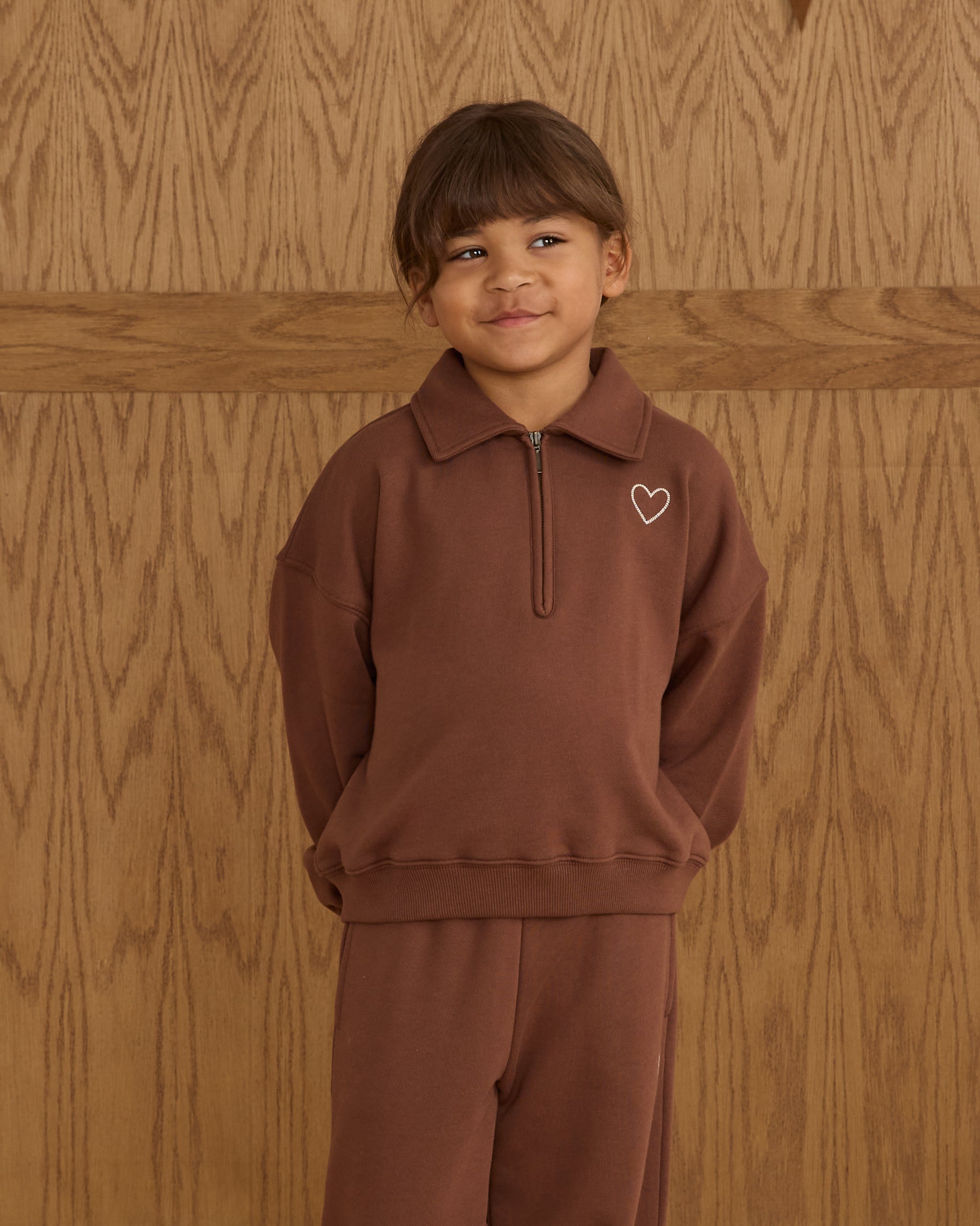 Quarter Zip Sweatshirt || Brown - Rylee + Cru | Kids Clothes | Trendy Baby Clothes | Modern Infant Outfits |