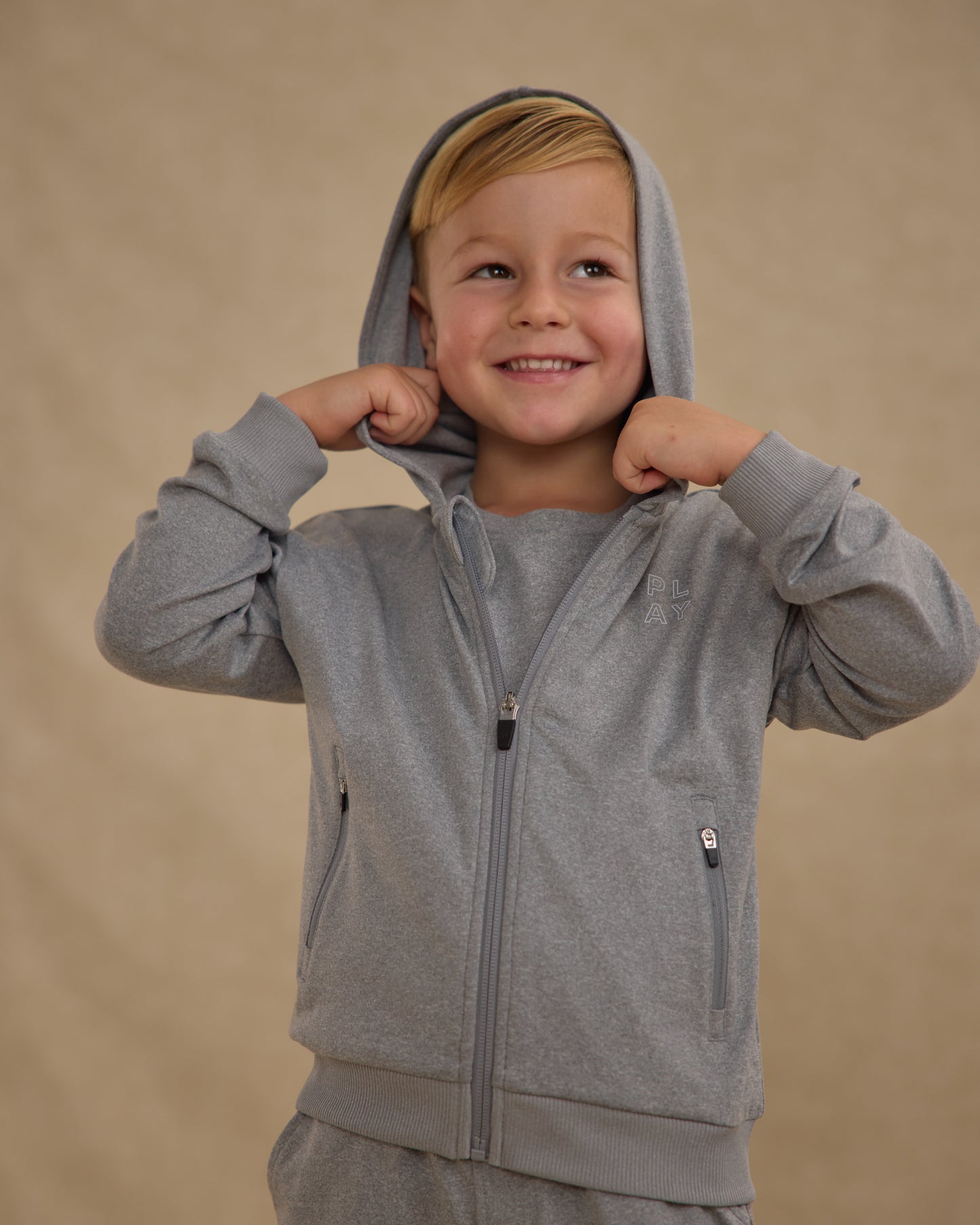 Zip-Up Tech Hoodie || Heathered Dusty Blue - Rylee + Cru | Kids Clothes | Trendy Baby Clothes | Modern Infant Outfits |