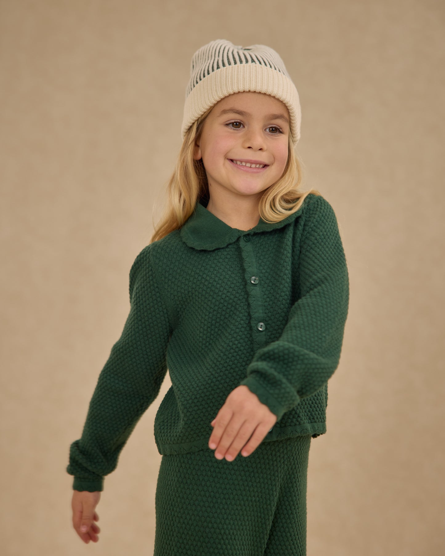 Beanie || Green Stripe - Rylee + Cru | Kids Clothes | Trendy Baby Clothes | Modern Infant Outfits |
