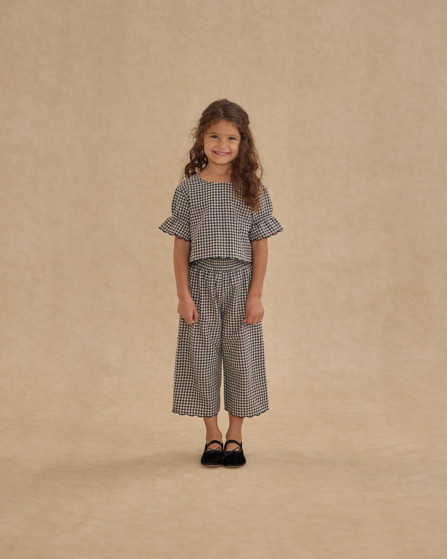 Wide Leg Pant || Black Gingham - Rylee + Cru | Kids Clothes | Trendy Baby Clothes | Modern Infant Outfits |