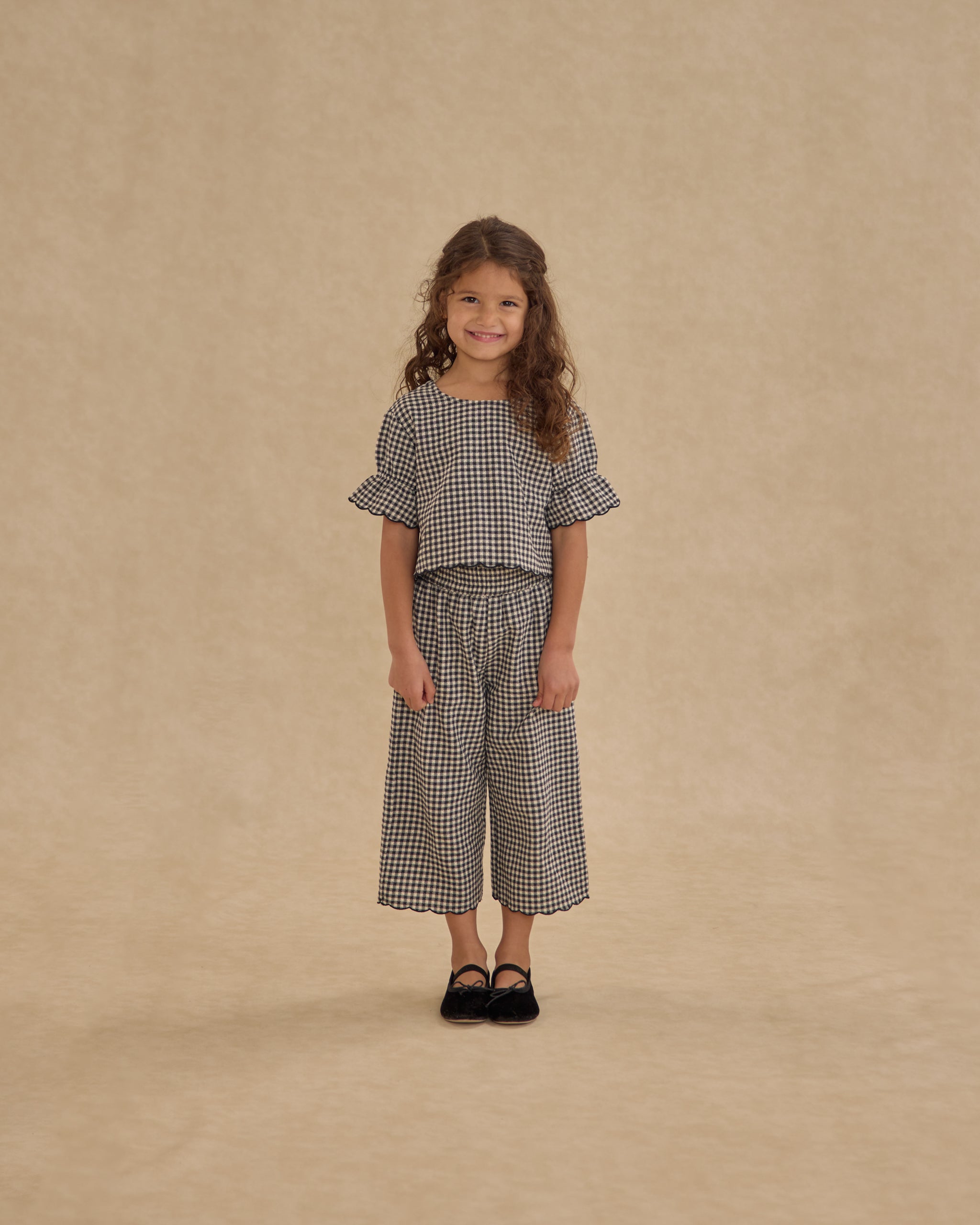 Wide Leg Pant || Black Gingham - Rylee + Cru | Kids Clothes | Trendy Baby Clothes | Modern Infant Outfits |