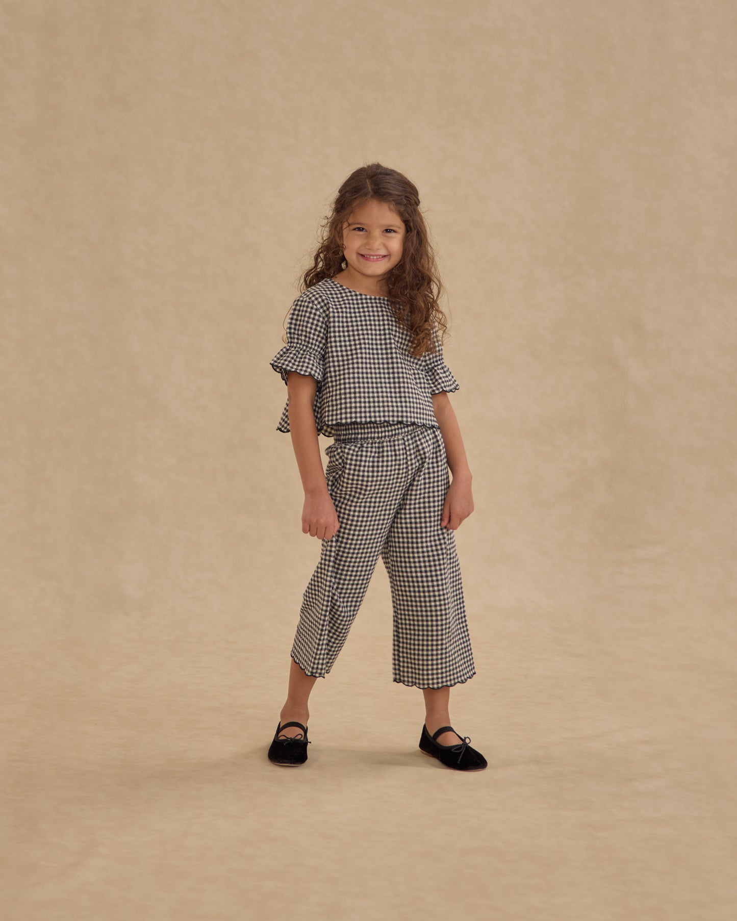 Wide Leg Pant || Black Gingham - Rylee + Cru | Kids Clothes | Trendy Baby Clothes | Modern Infant Outfits |