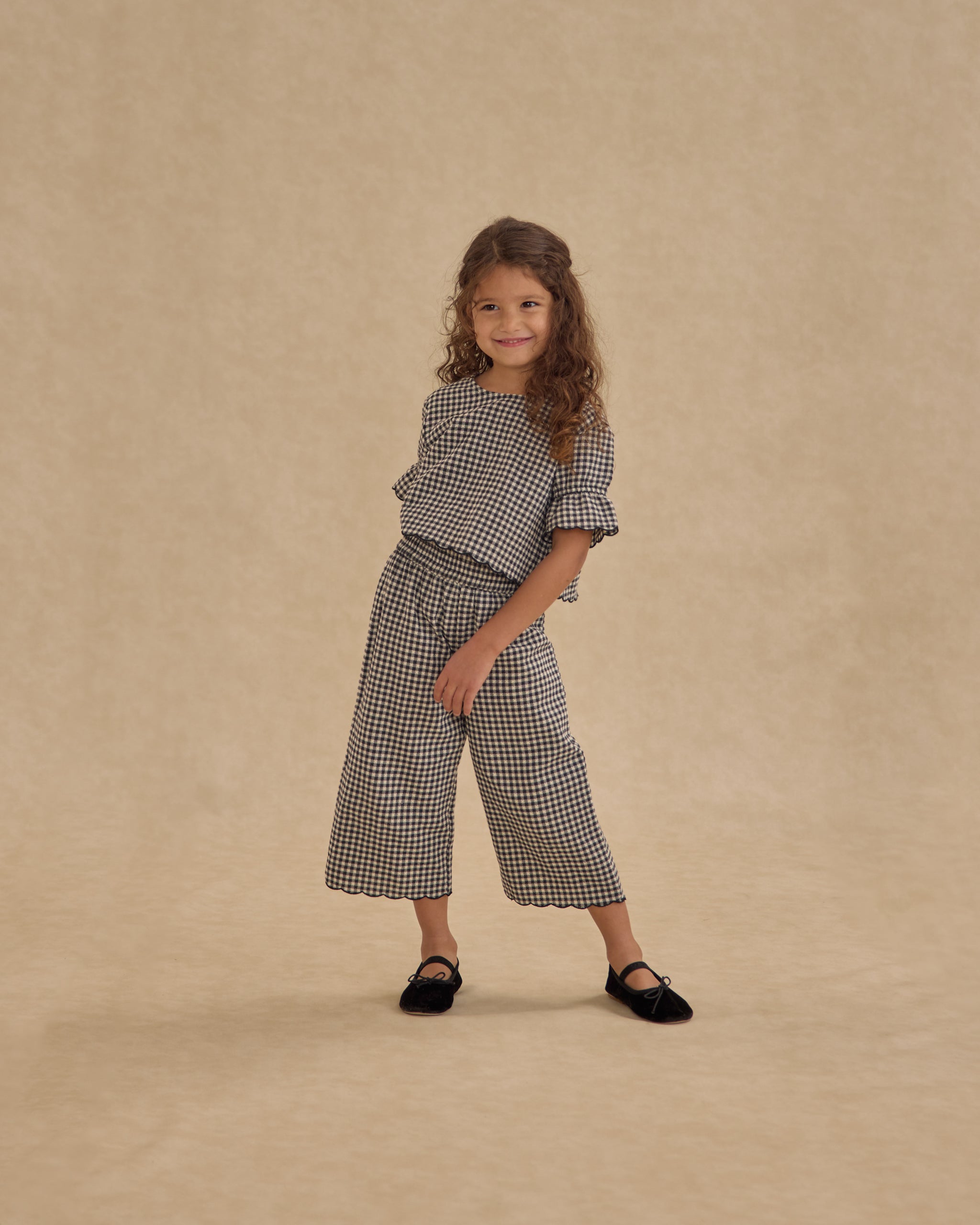 Wide Leg Pant || Black Gingham - Rylee + Cru | Kids Clothes | Trendy Baby Clothes | Modern Infant Outfits |