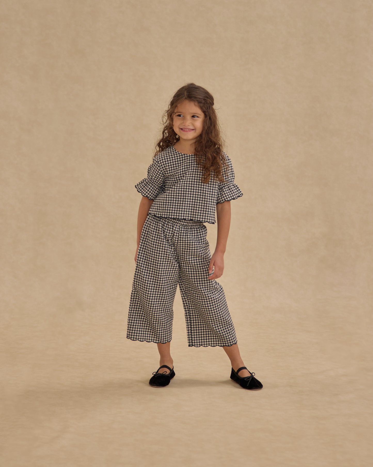 Wide Leg Pant || Black Gingham - Rylee + Cru | Kids Clothes | Trendy Baby Clothes | Modern Infant Outfits |