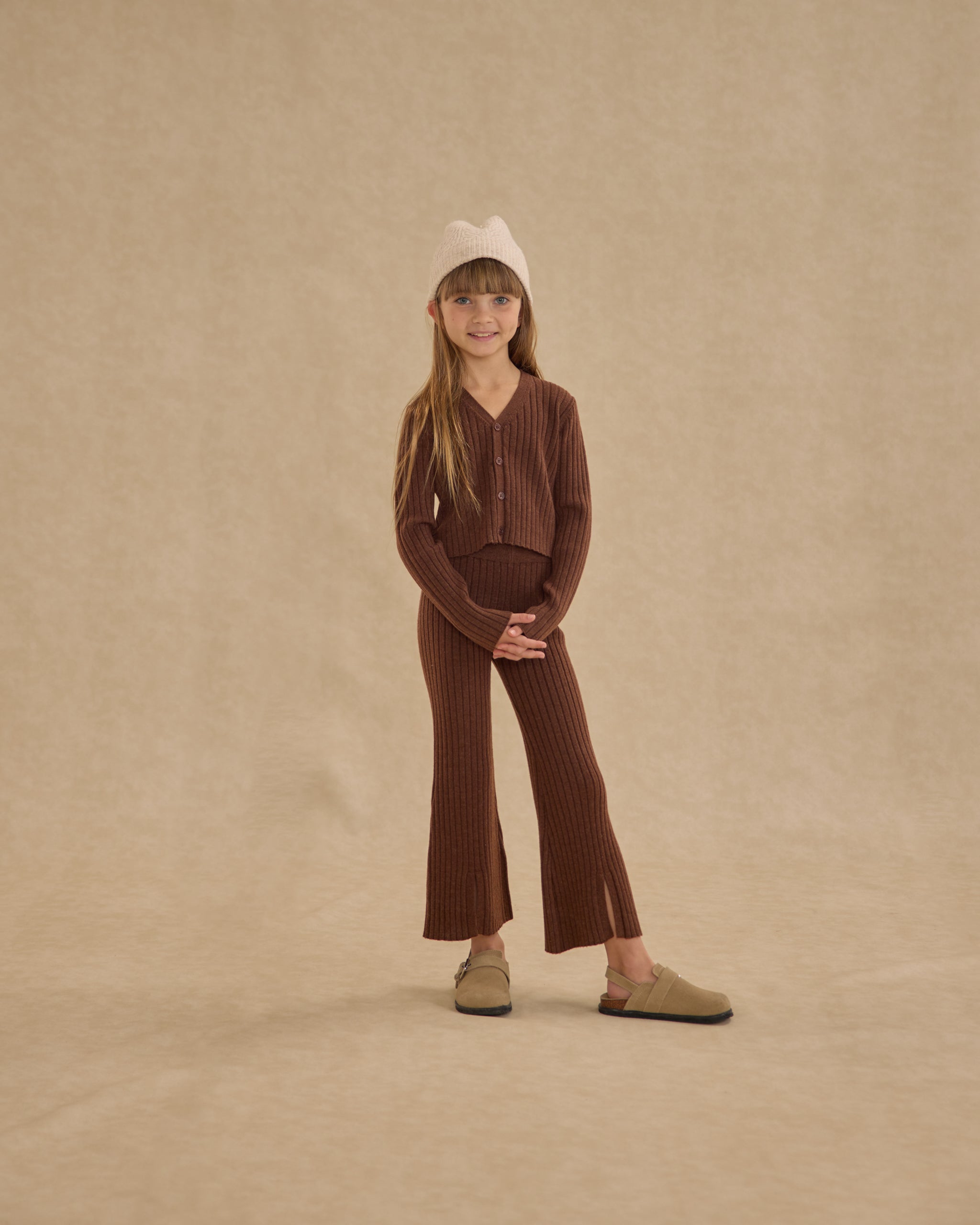 Flare Knit Pant || Brown - Rylee + Cru | Kids Clothes | Trendy Baby Clothes | Modern Infant Outfits |