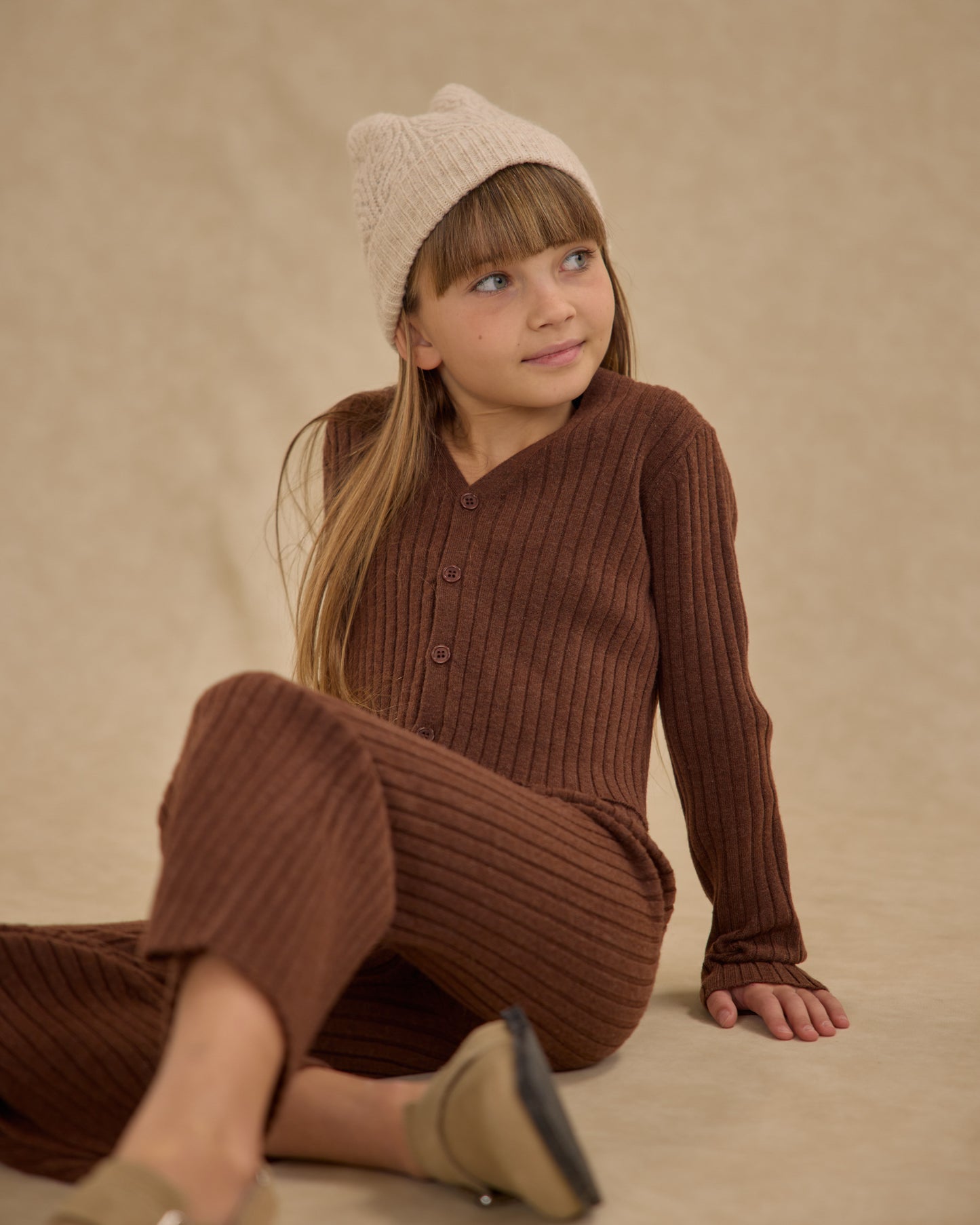 Long Sleeve Knit Button Top || Brown - Rylee + Cru | Kids Clothes | Trendy Baby Clothes | Modern Infant Outfits |